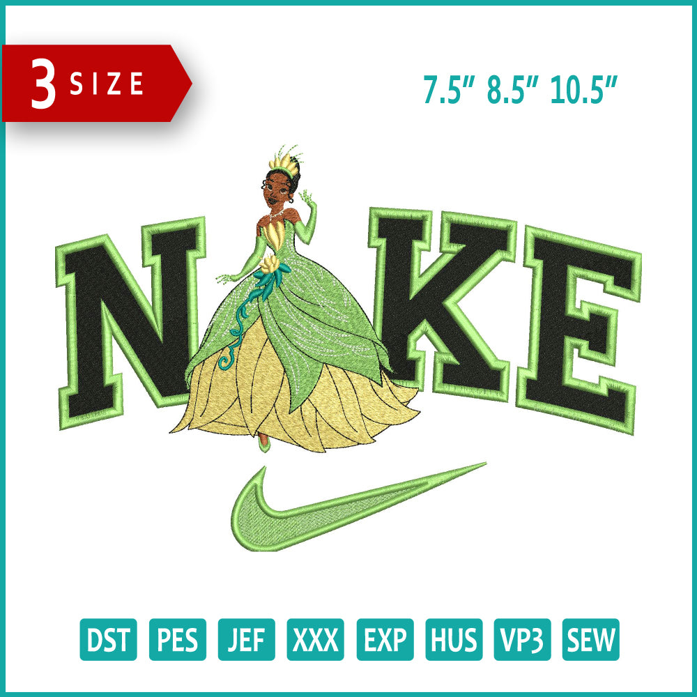 Archivos de diseño de bordado Nike Princesa Tiana - 3 tamaños