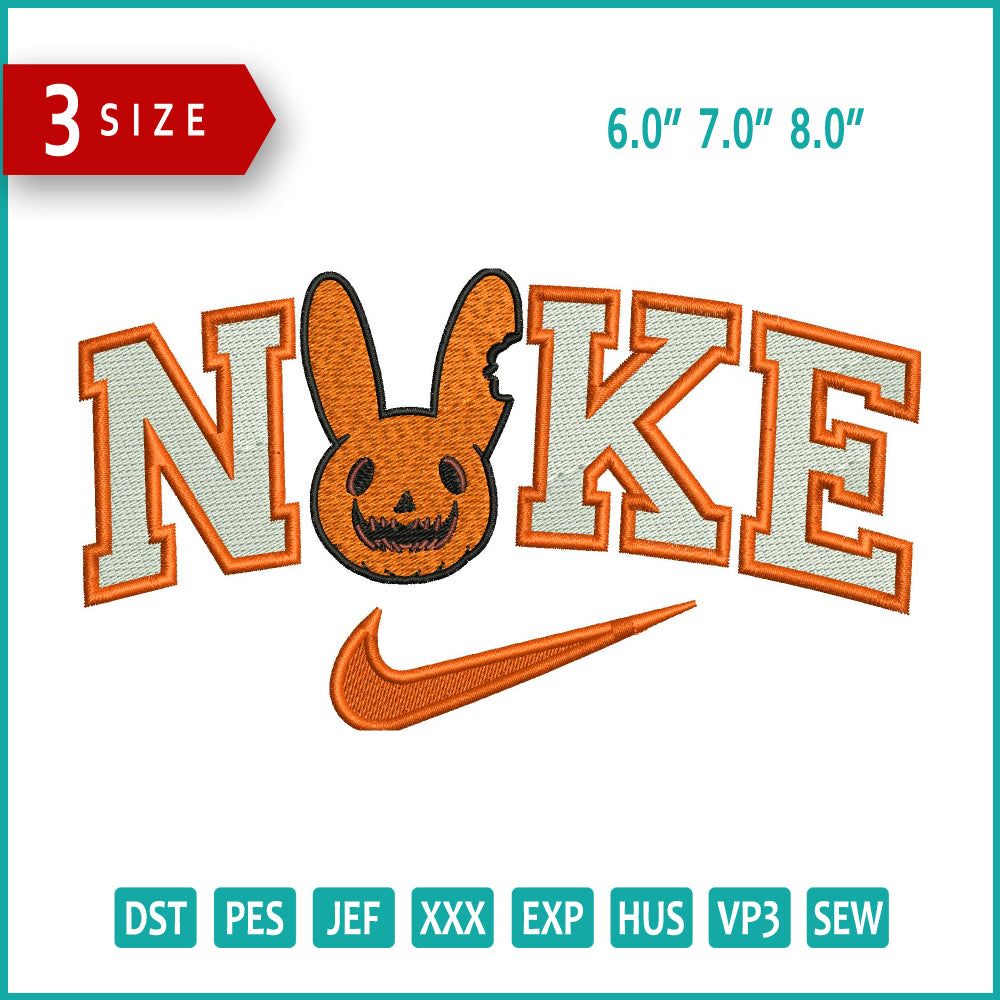 Nike Halloween Cookie Rabbit Embroidery Files - 3 Size's