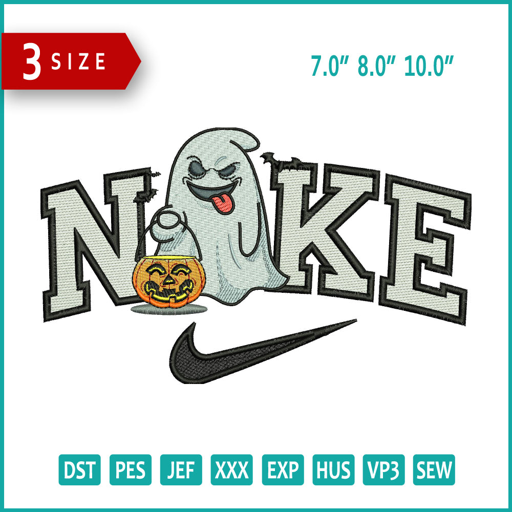 Nike Pumpkin Ghost v3 Embroidery Files - 3 Size's