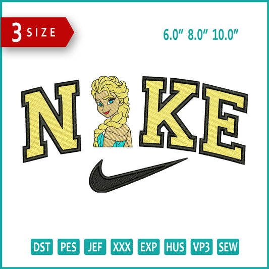 Archivos de diseño de bordado de medio cuerpo de Nike Elsa (3 tamaños)