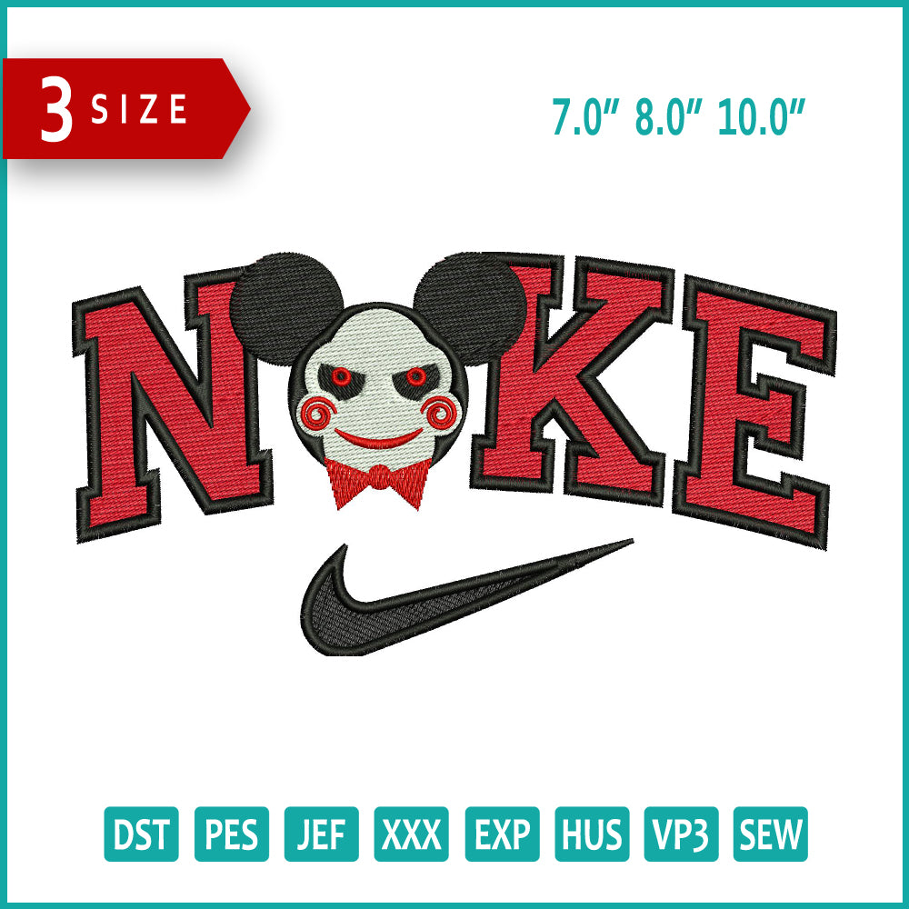 Nike Mickey Mouse SAW Clown Embroidery Files - 3 Size's