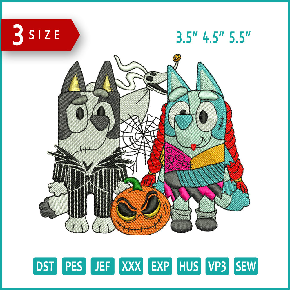 Bluey & Bingo Cosplay Jack & Sally Embroidery Files - 3 Size's
