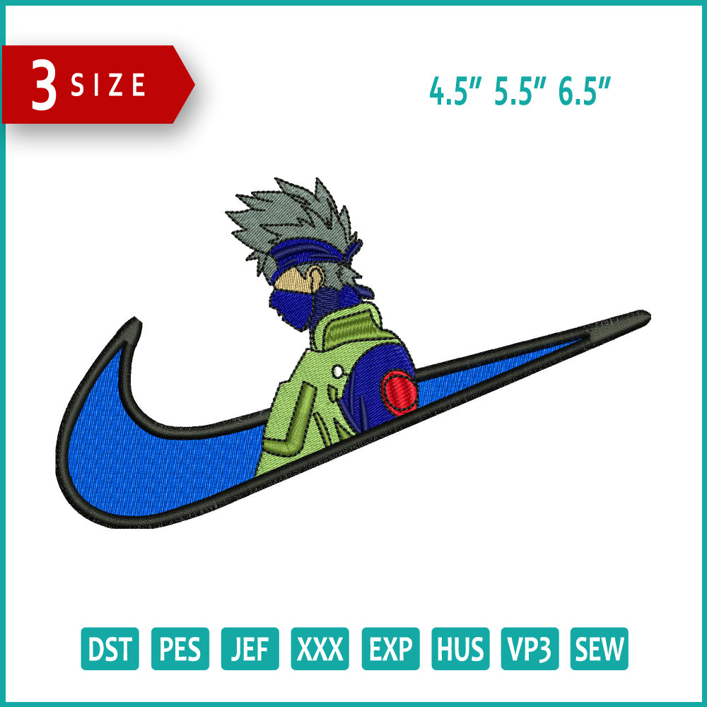 Archivos de diseño de bordado Swoosh v1 de Kakashi Hatake (3 tamaños)