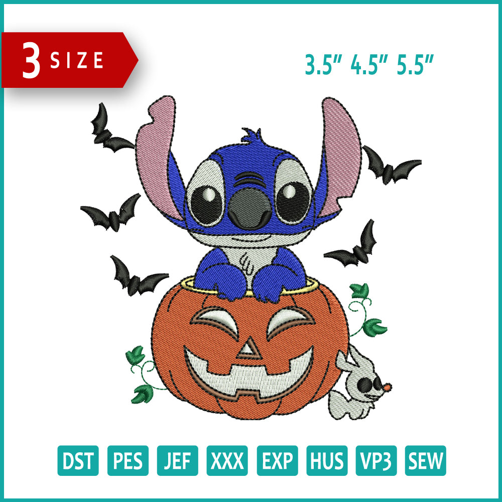 Stitch In The Pumpkin Embroidery Files - 3 Size's