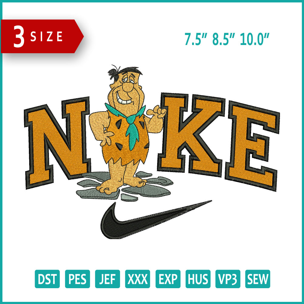 Archivos de diseño de bordado de Nike de Fred Flintstone (3 tamaños)