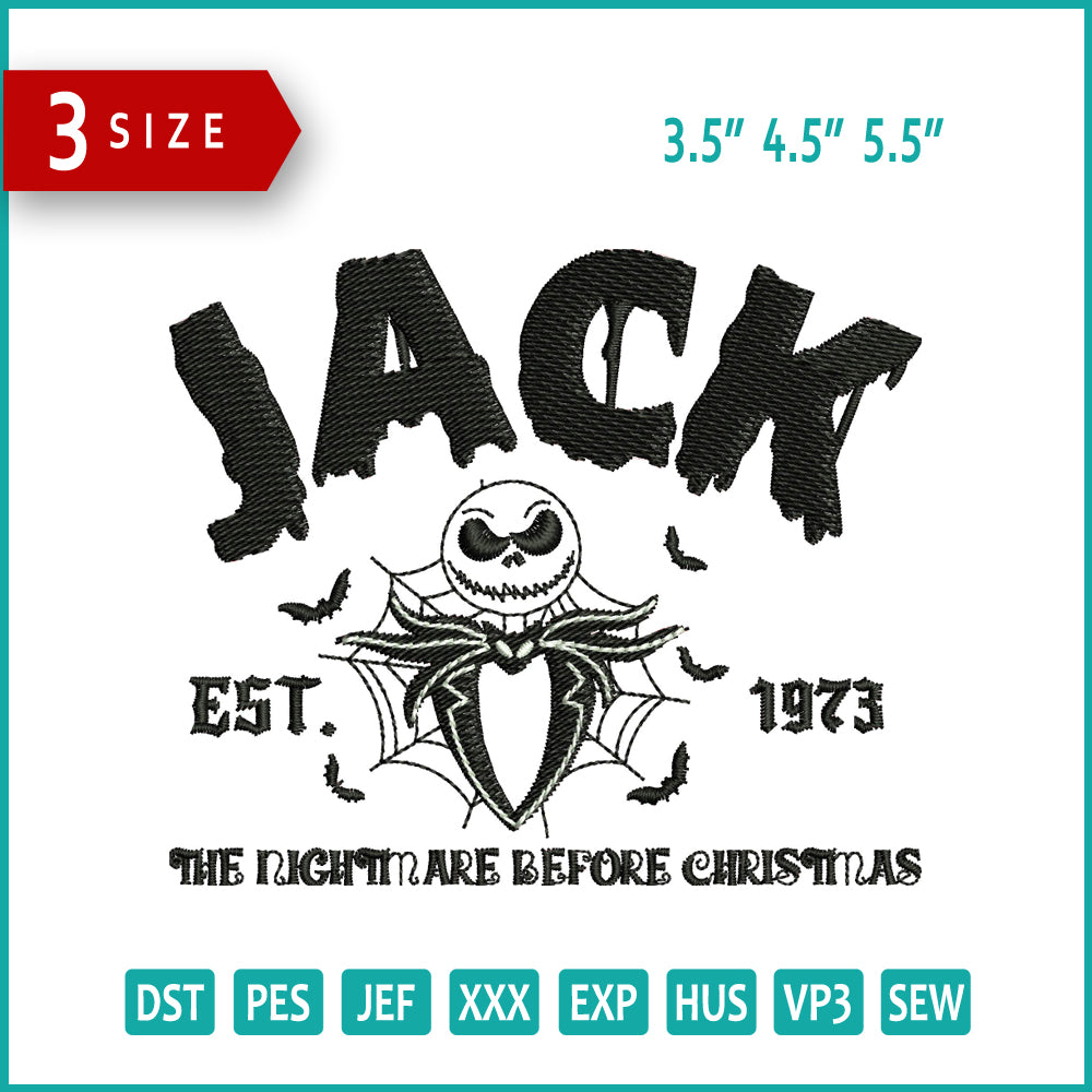 Jack est 1973 Embroidery Files - 3 Size's