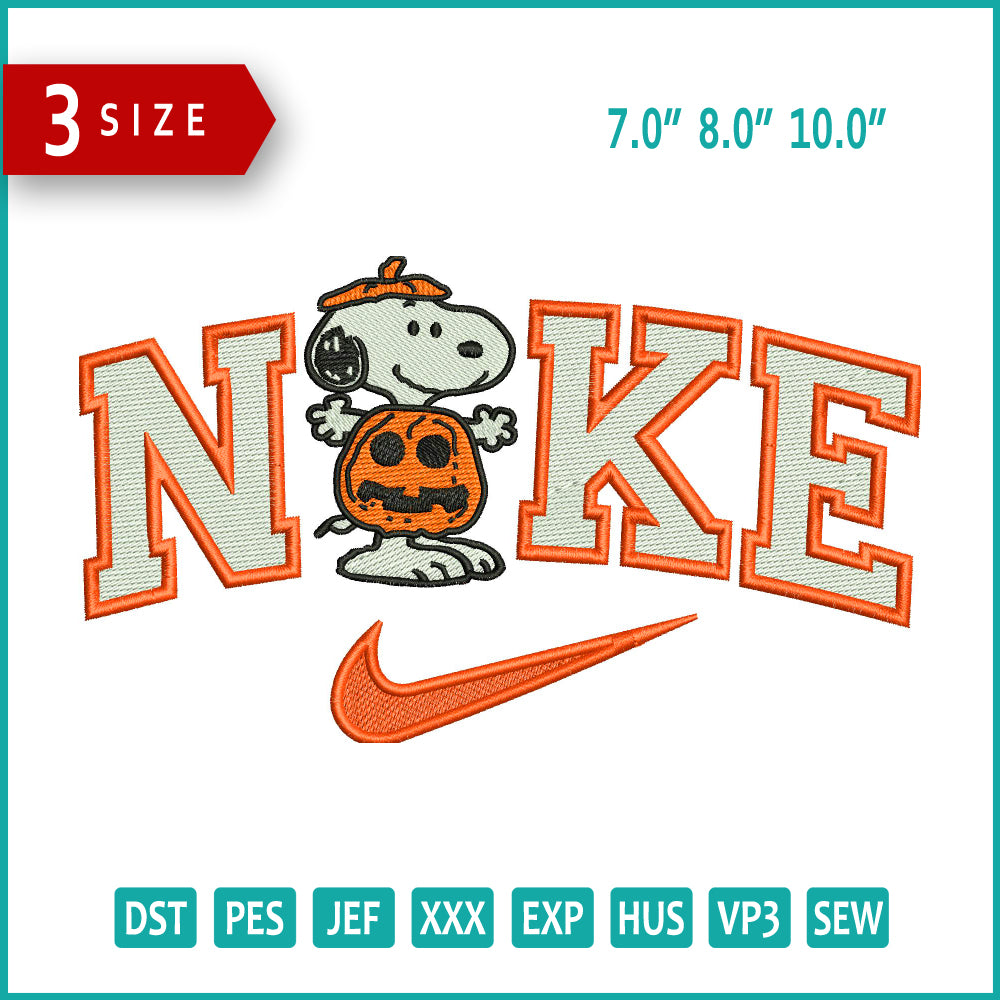 Nike Snoopy Pumpkin Embroidery Files - 3 Size's
