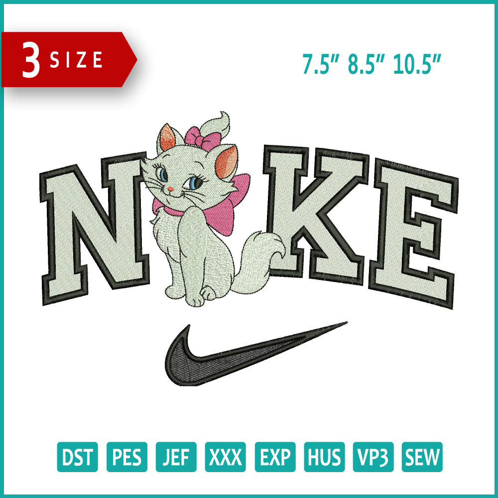 Archivos de diseño de bordado Nike Marie Cat - 3 tamaños