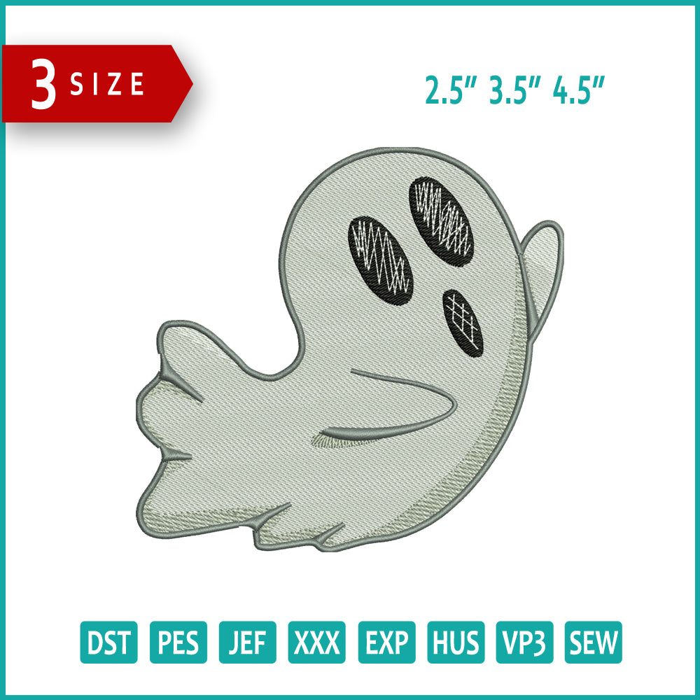 Ghost Embroidery Design Files - 3 Size's