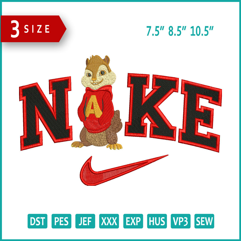 Archivos de diseño de bordado Nike Alvin Seville - 3 tamaños