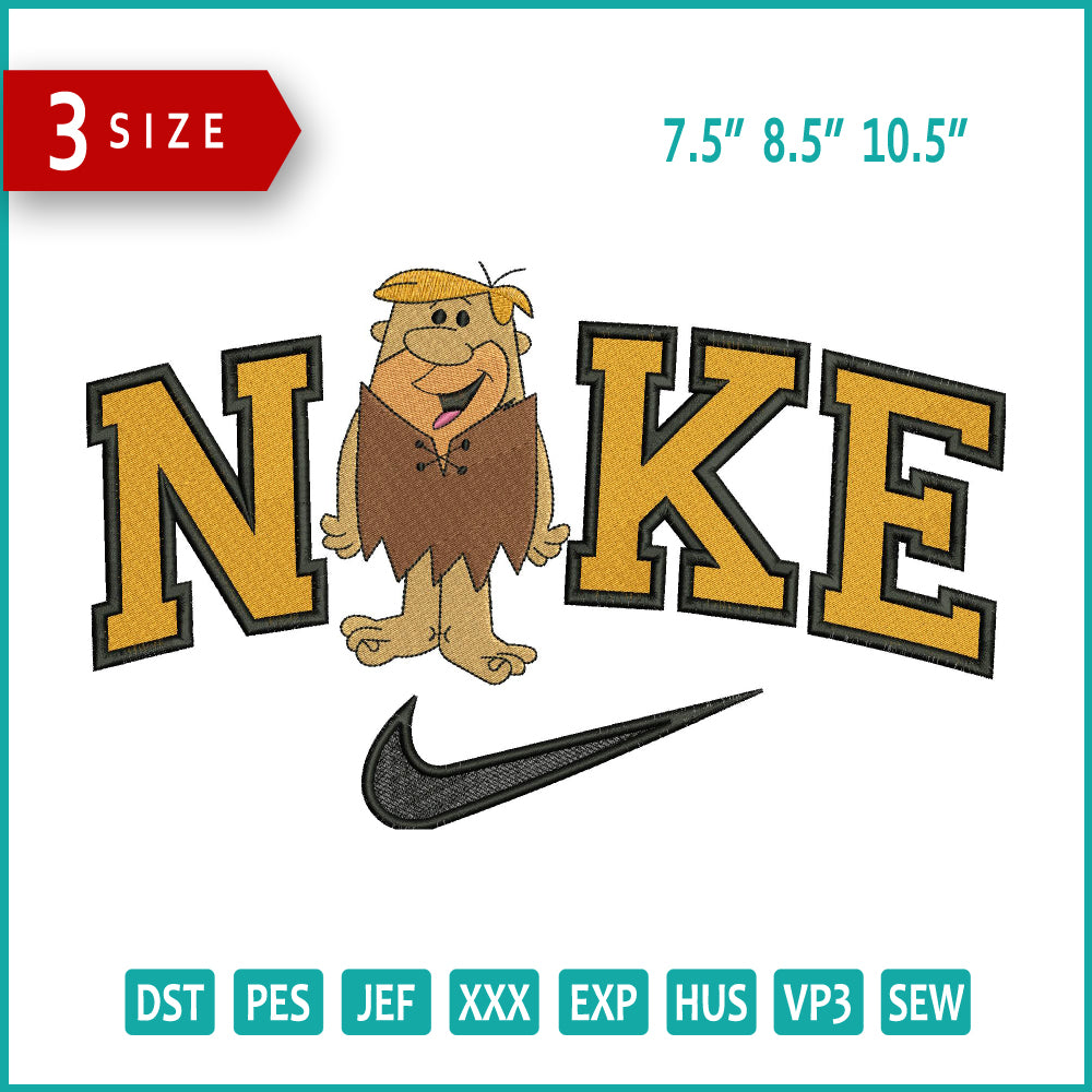 Archivos de diseño de bordado de Nike Barney Rubble (3 tamaños)