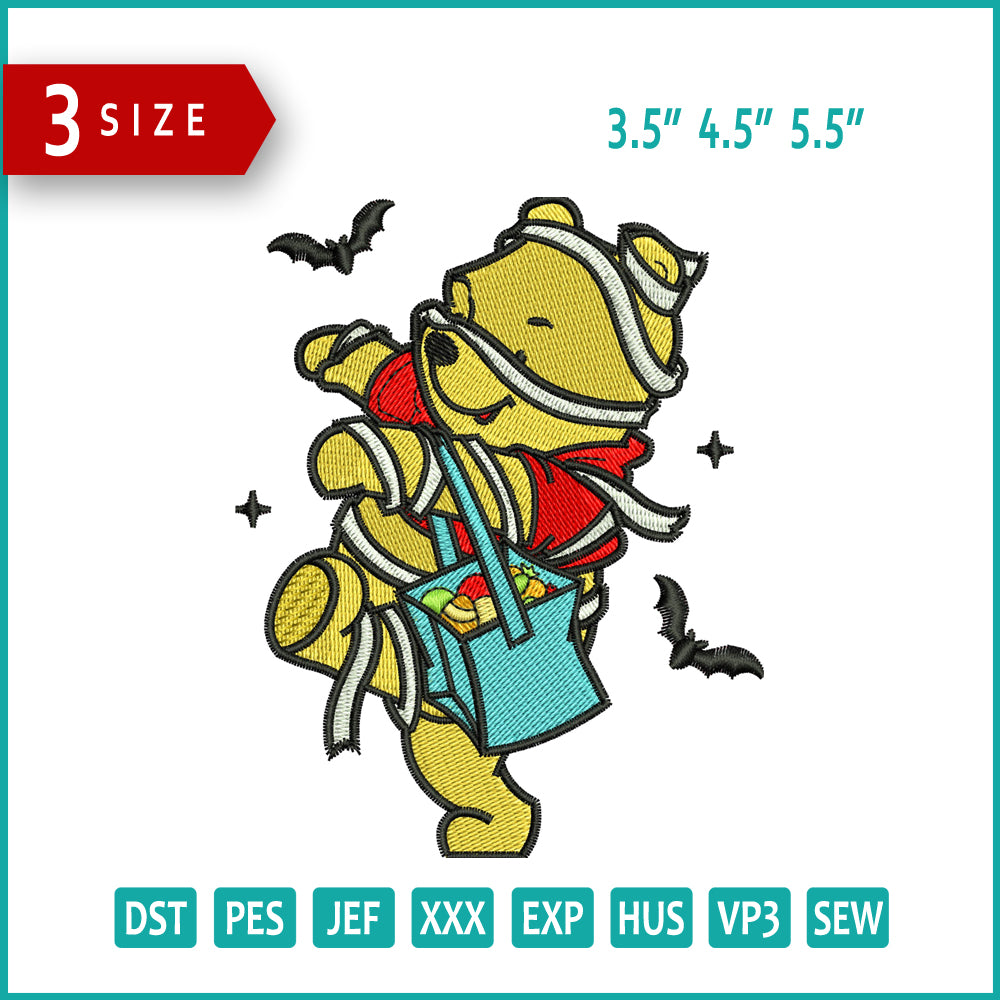 Spooky Pooh Embroidery Files - 3 Size's