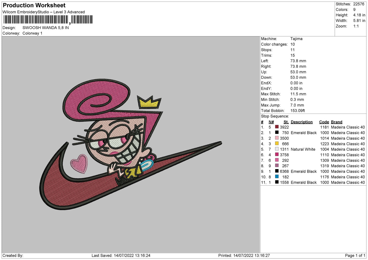 Wanda Swoosh v3 Embroidery Design Files - 4 Size's