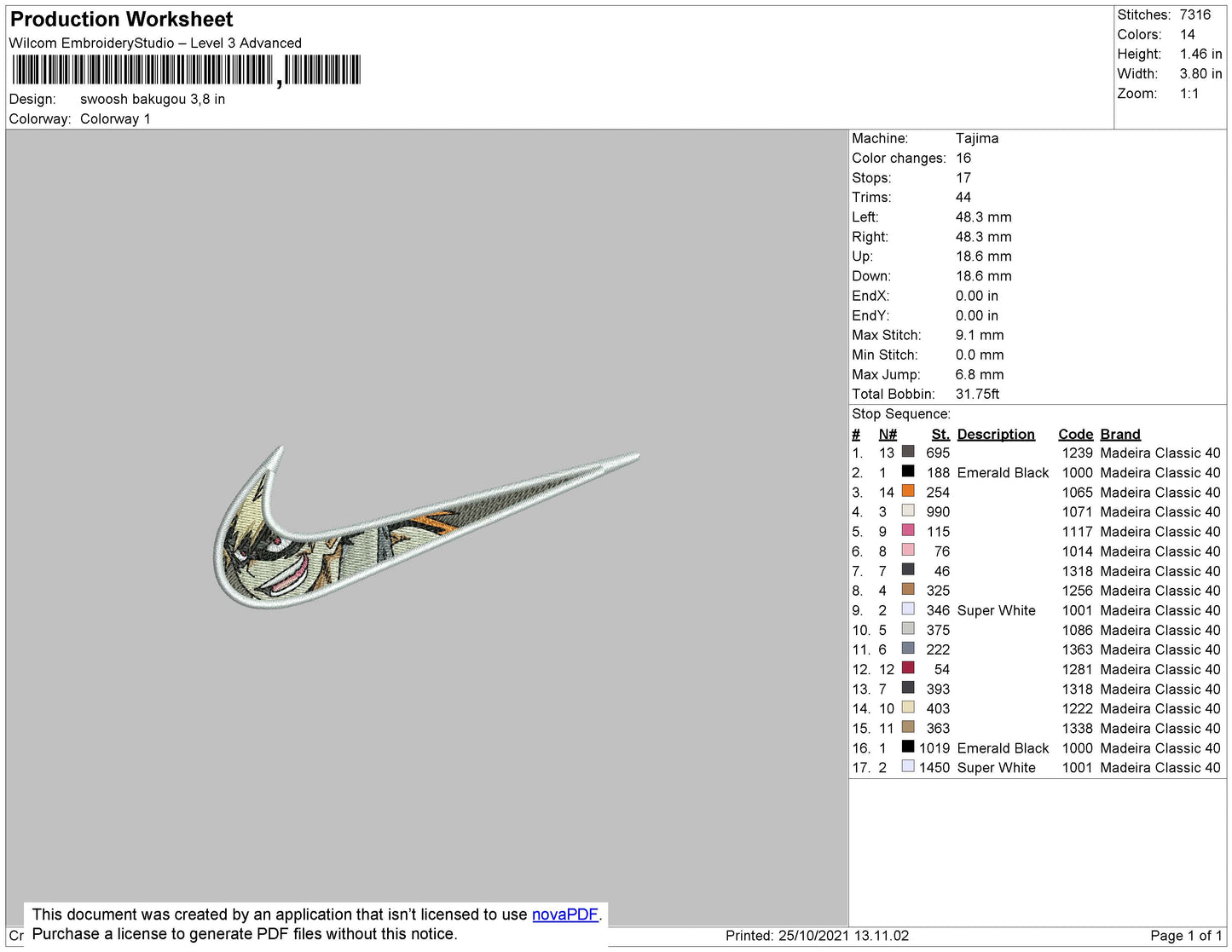 Hashirama Swoosh Embroidery Design Files - 4 Size's