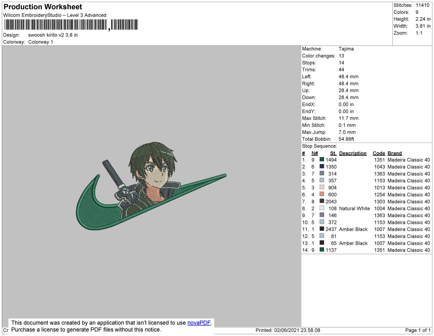 Kazuto Kirigaya Embroidery Design Files - 4 Size's