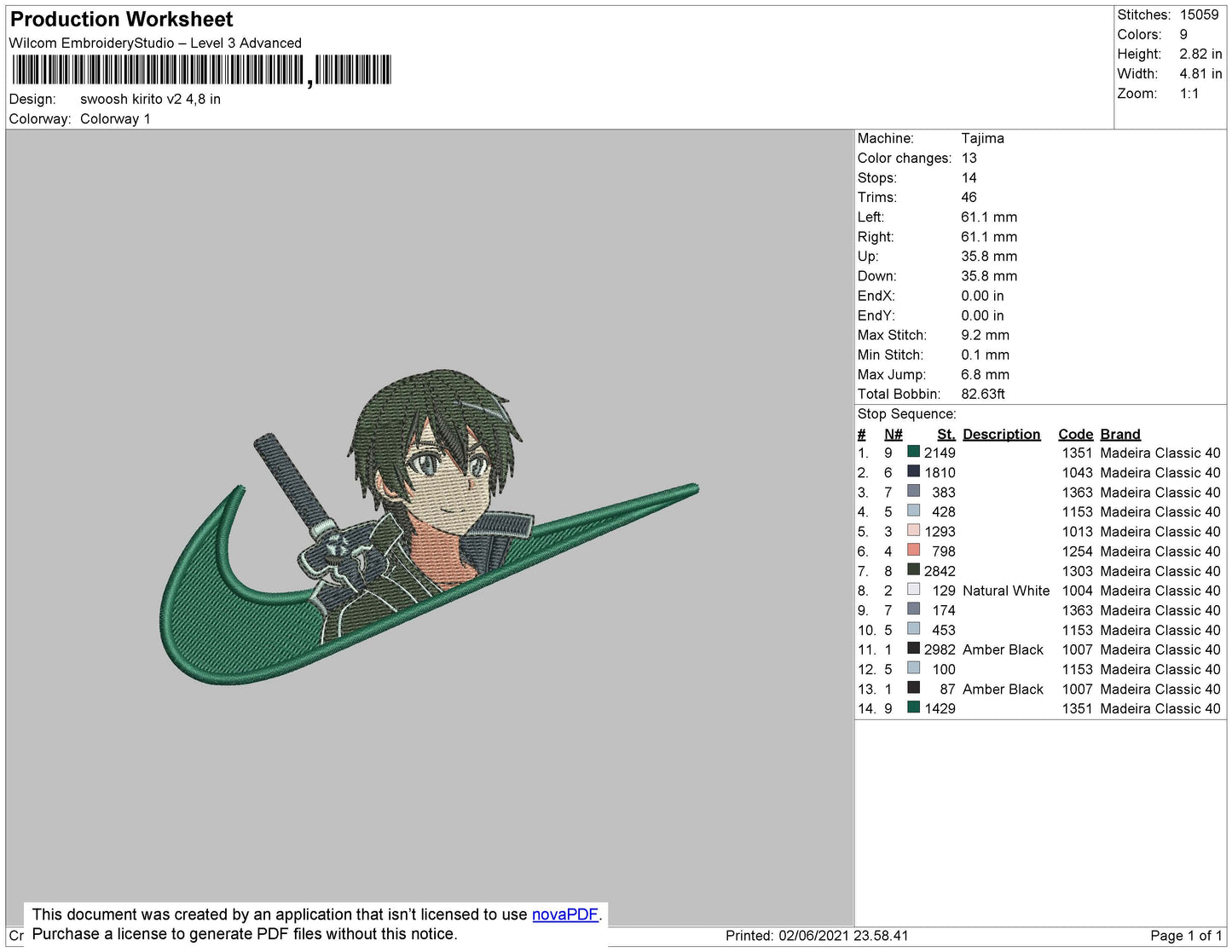 Kazuto Kirigaya Embroidery Design Files - 4 Size's