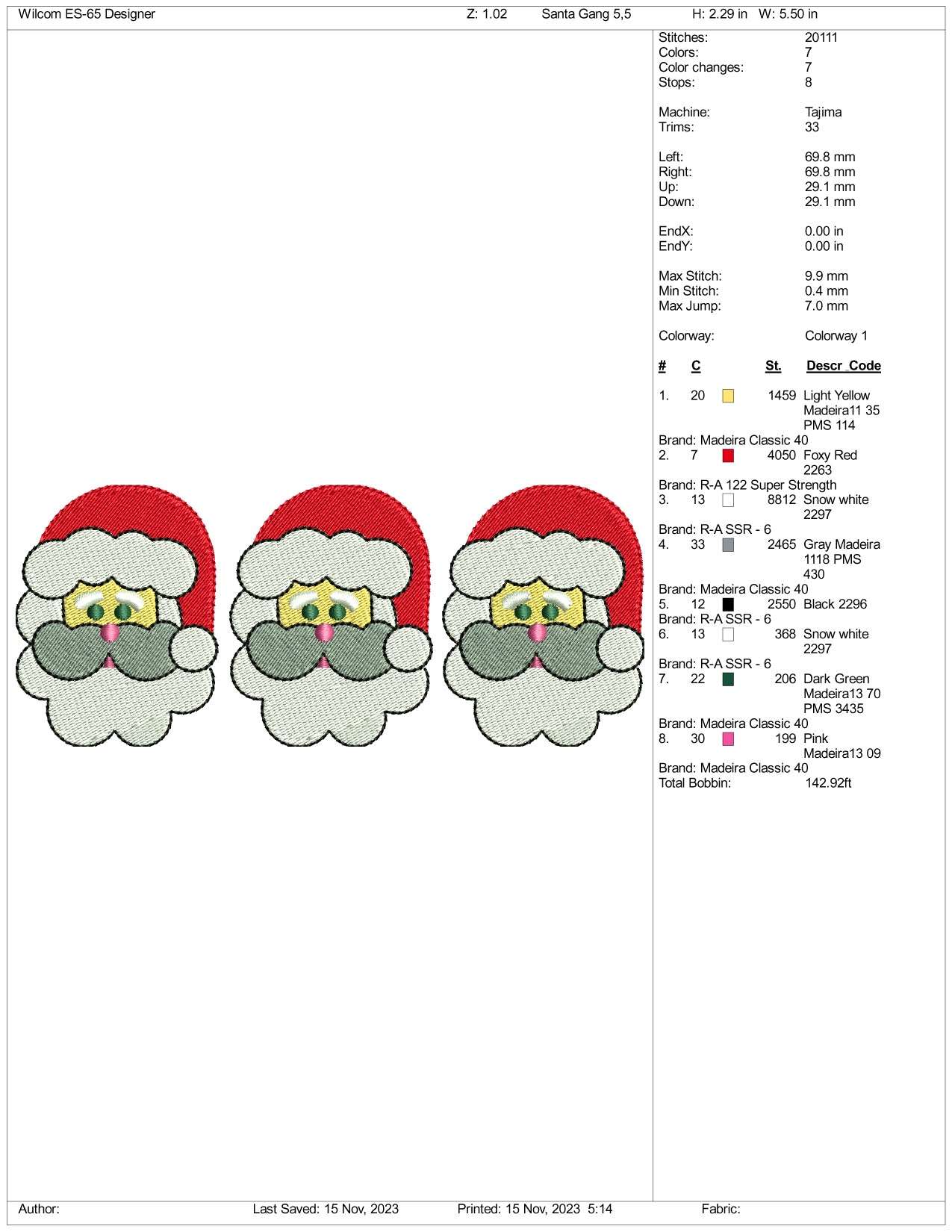 3 Santa Face v2 Embroidery Design Files - 3 Size's