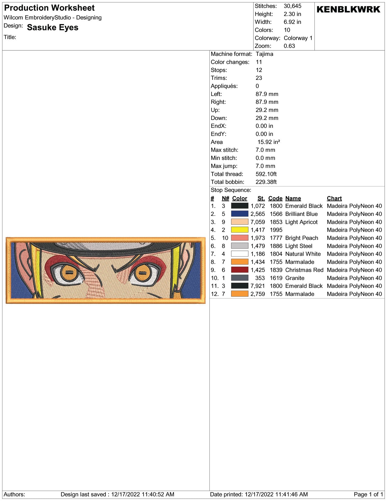Kurama v2 Embroidery Design Files - 1 Size