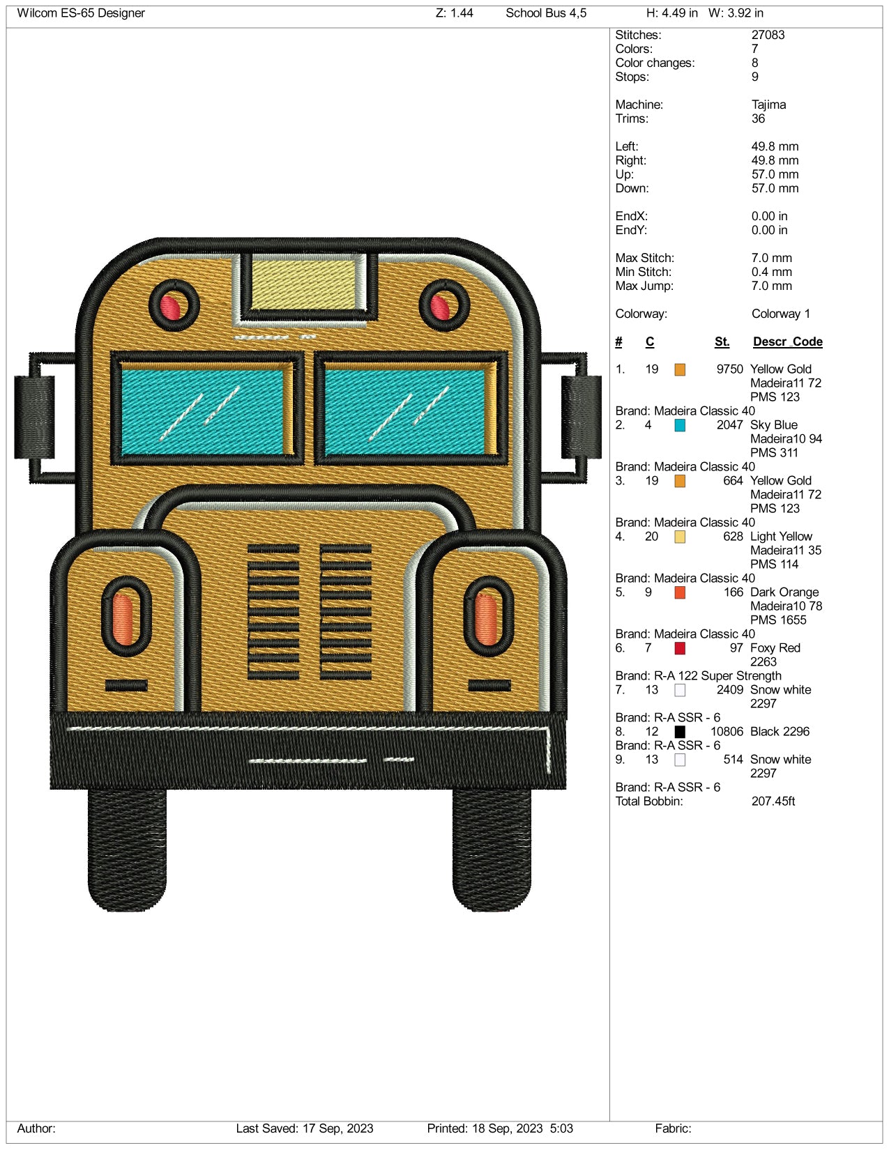 Archivos de diseño de bordado de autobús escolar - 3 tamaños