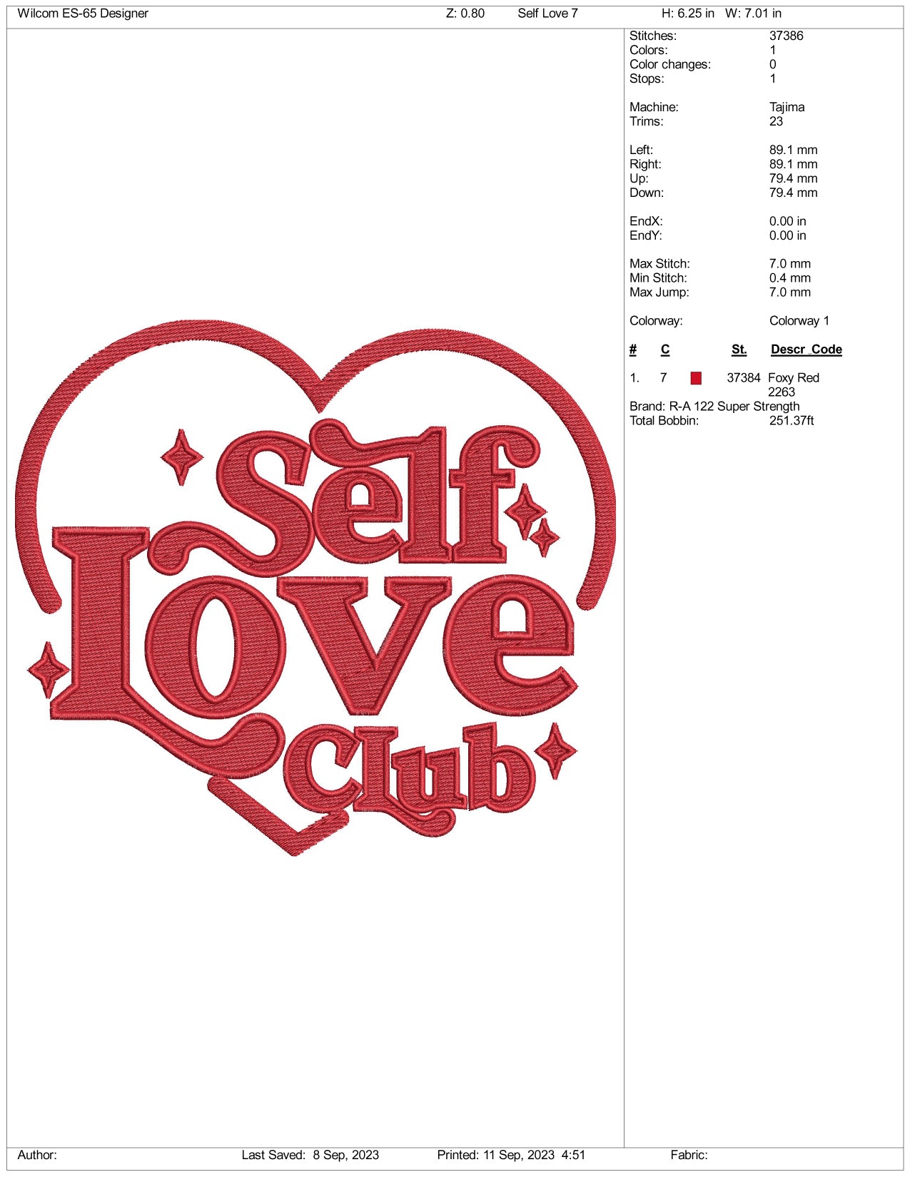 Self Love Club Embroidery Design Files - 3 Size's