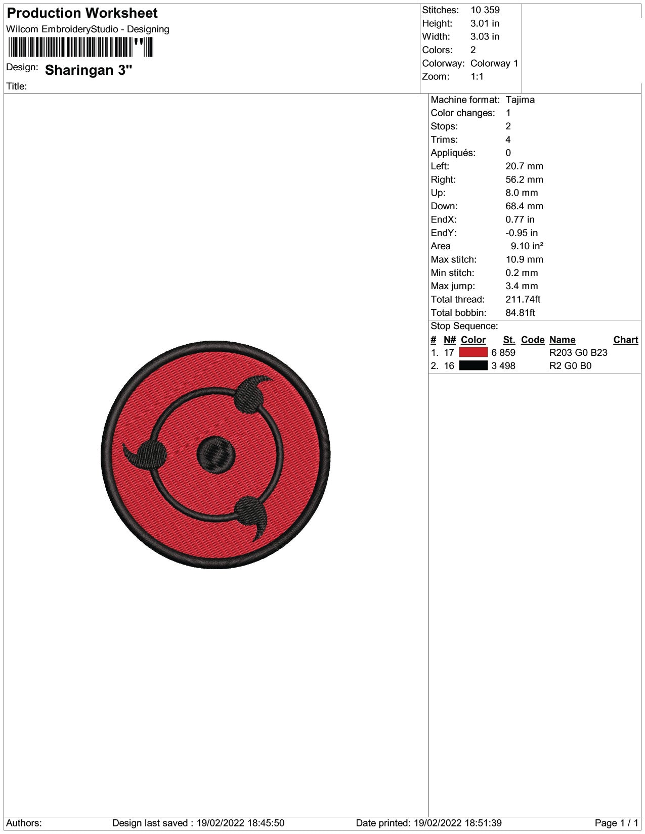 Sharingan Embroidery Design Files - 4 Size's