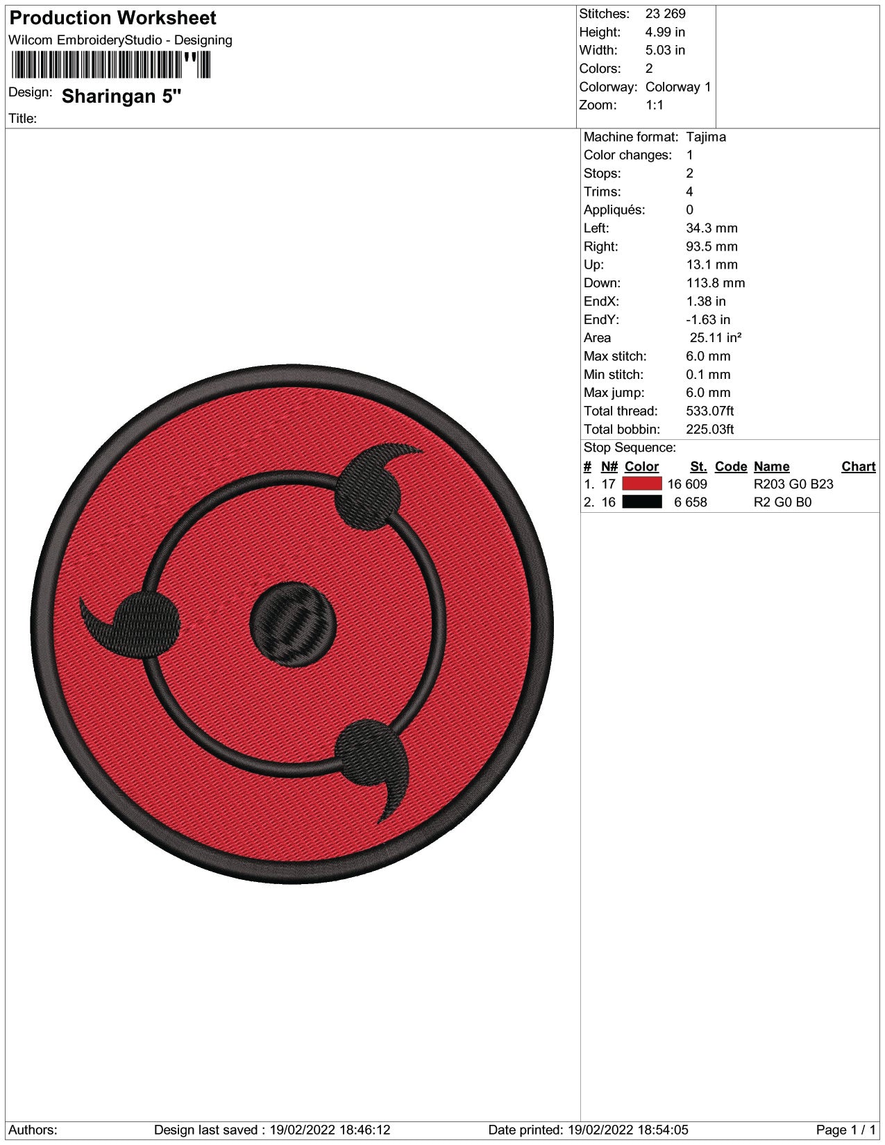 Sharingan Embroidery Design Files - 4 Size's