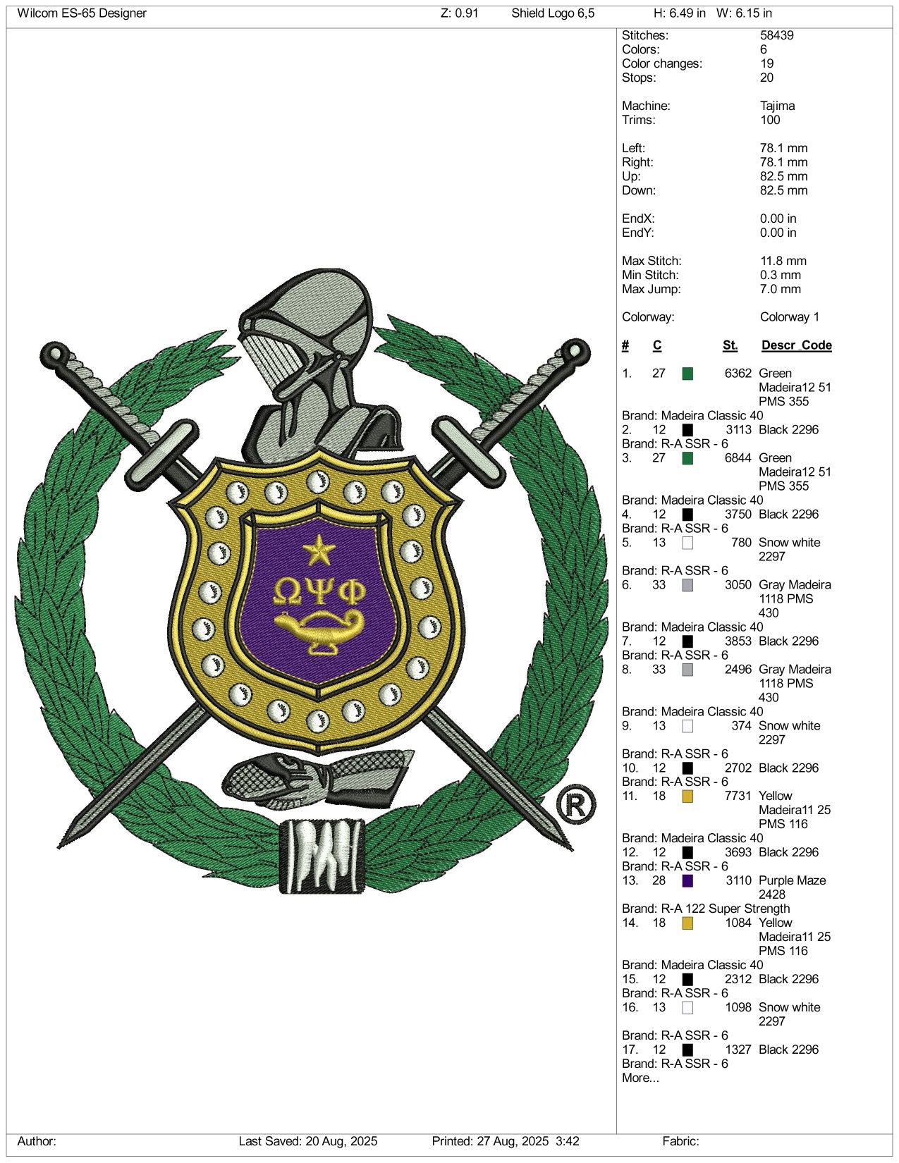 Security Shield Embroidery Design Files - 3 Size's