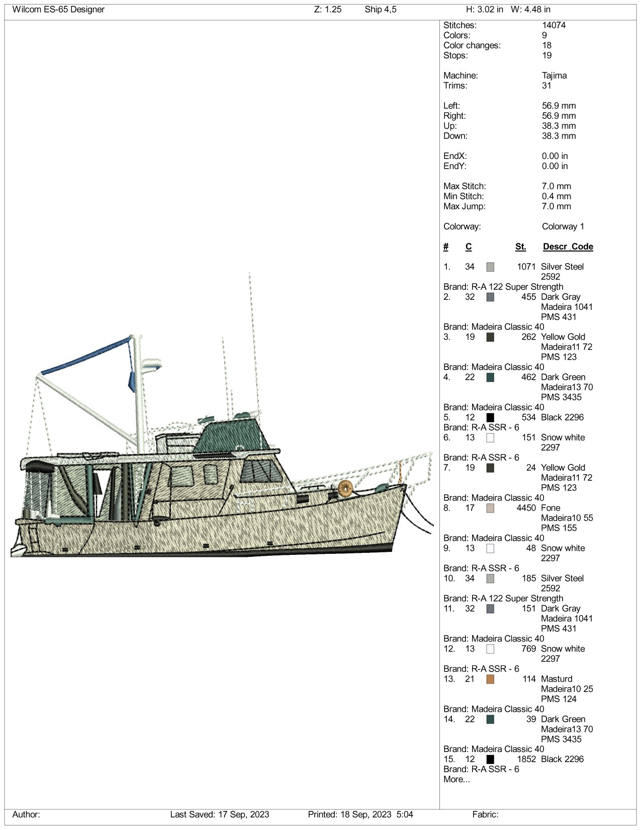 Archivos de diseño de bordado de barcos - 3 tamaños