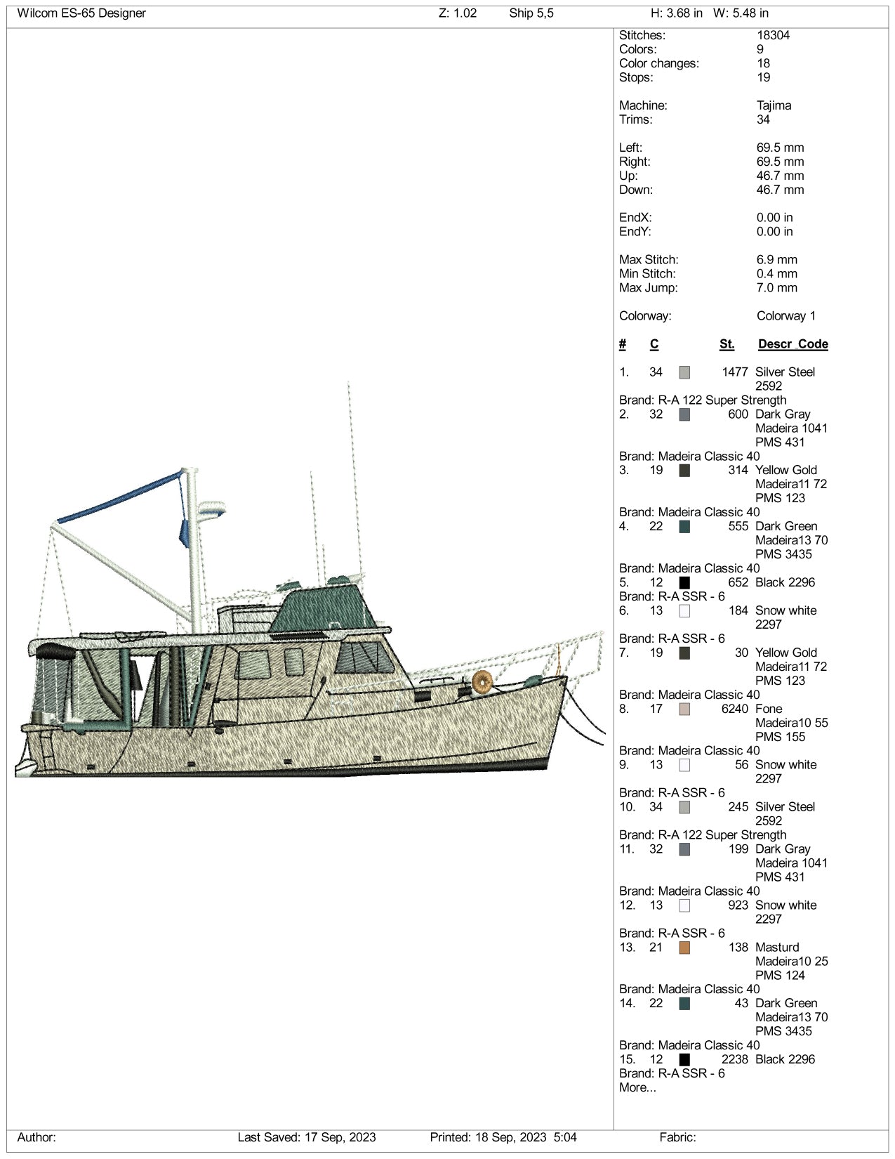 Archivos de diseño de bordado de barcos - 3 tamaños