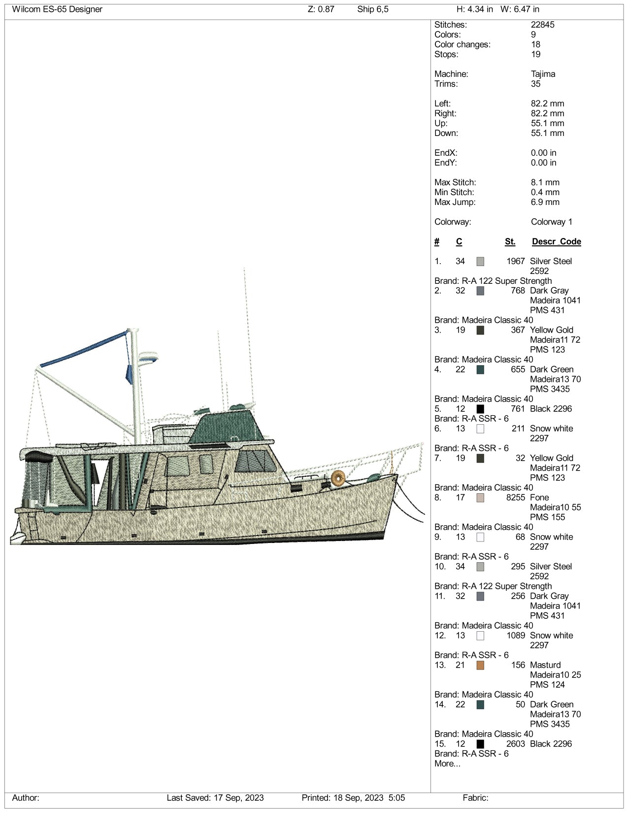Archivos de diseño de bordado de barcos - 3 tamaños