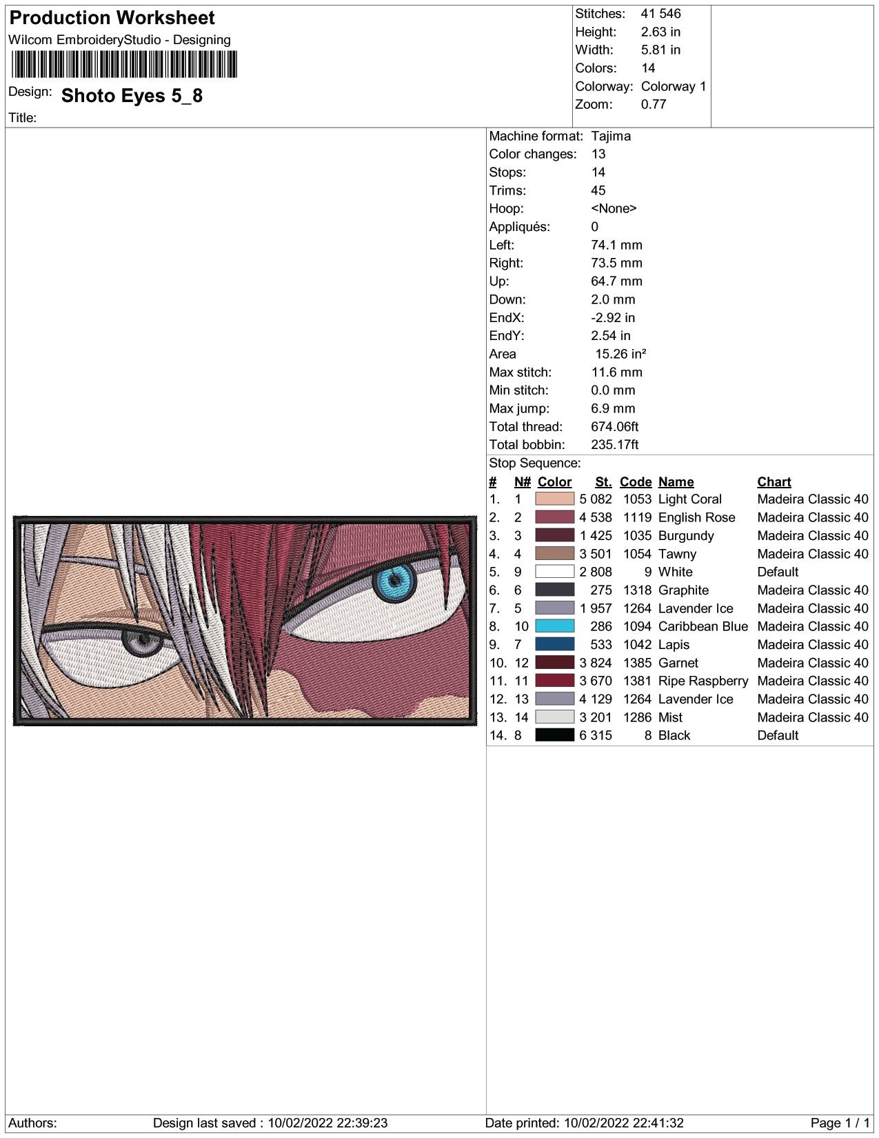 Shoto Todoroki Eyes Embroidery Design Files - 3 Size's