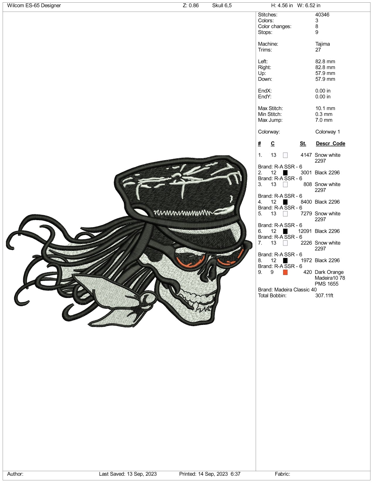 Archivos de diseño de bordado de calavera pirata - 3 tamaños