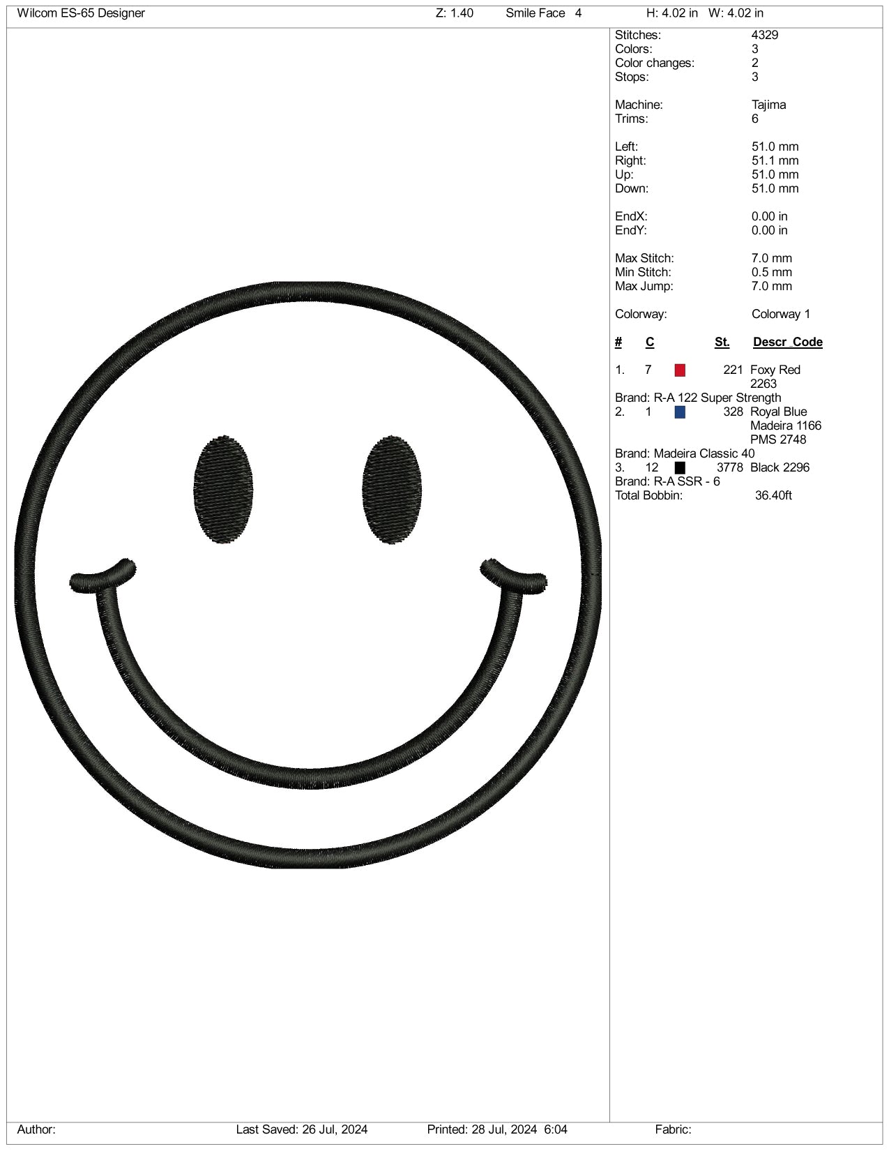 Smile v2 Embroidery Files - 3 Size's