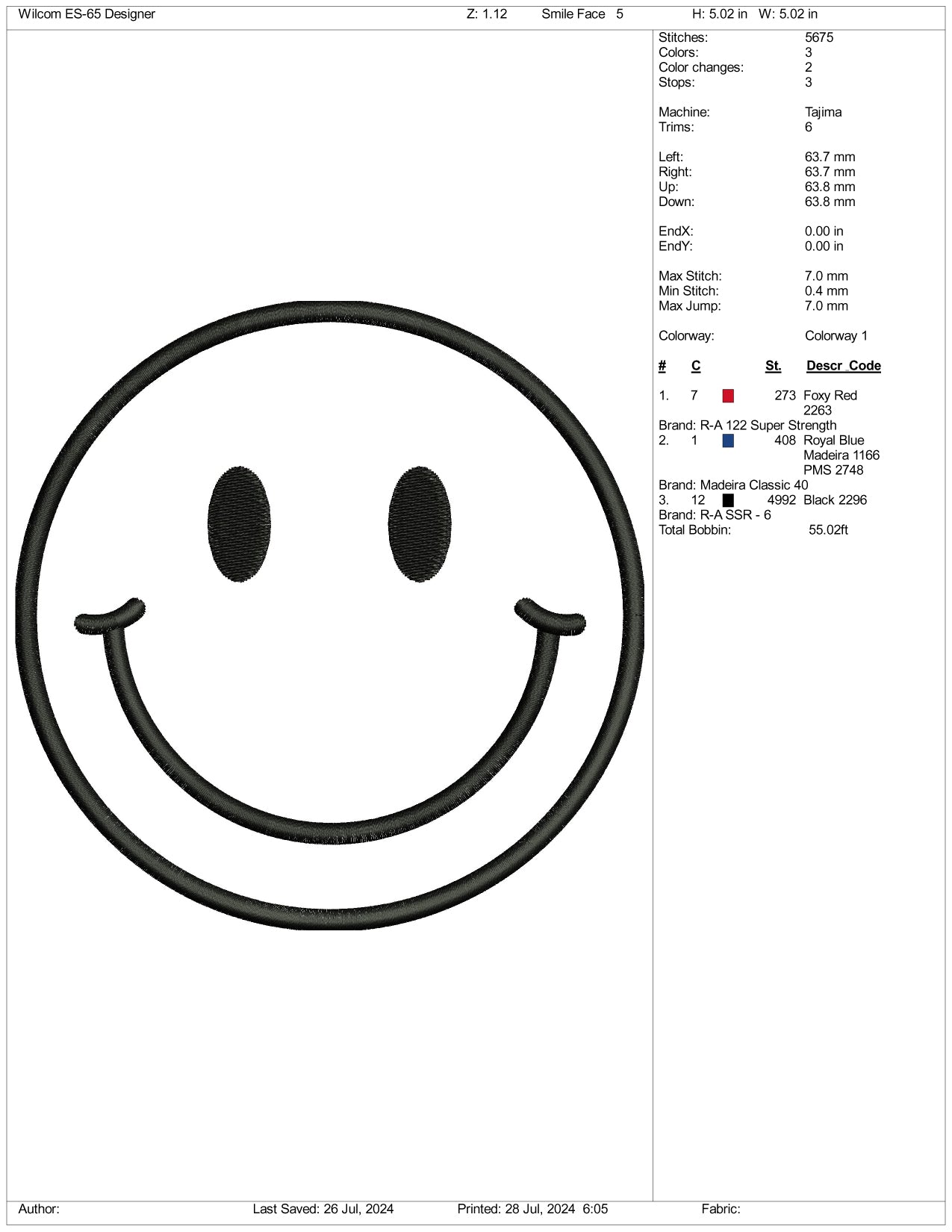 Smile v2 Embroidery Files - 3 Size's