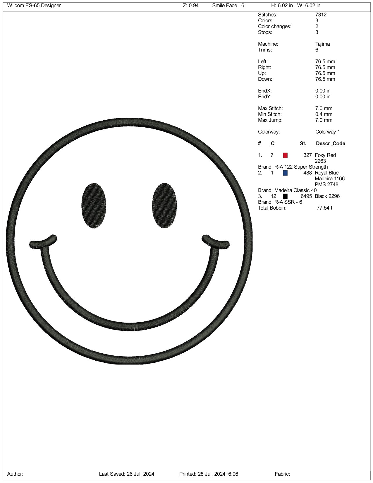 Smile v2 Embroidery Files - 3 Size's
