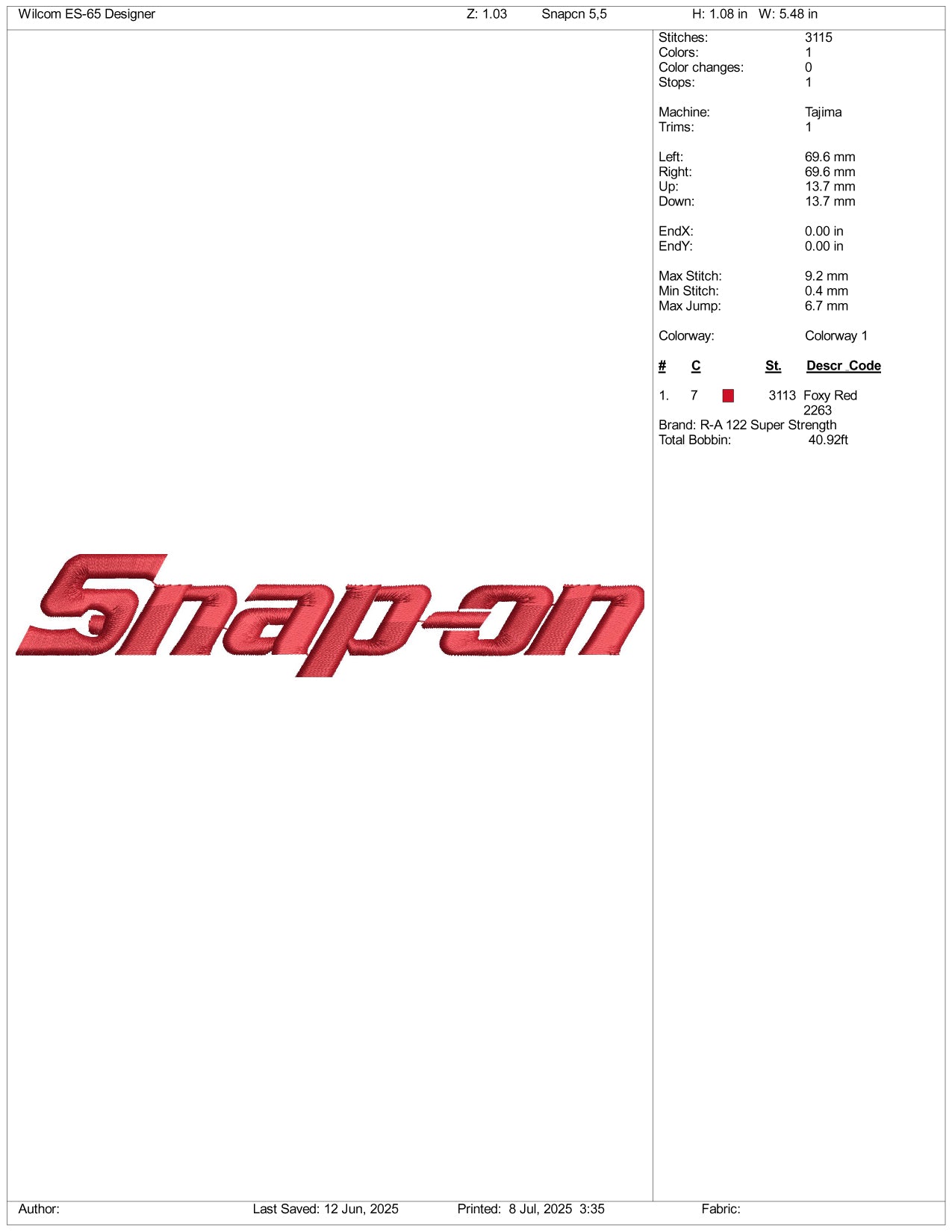 Snap On Tools v2 Logo Embroidery Design Files - 3 Size's