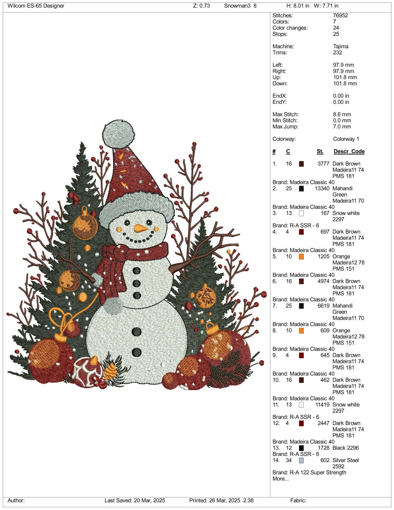 Santa Snow Man v3 Embroidery Design Files - 3 Size's