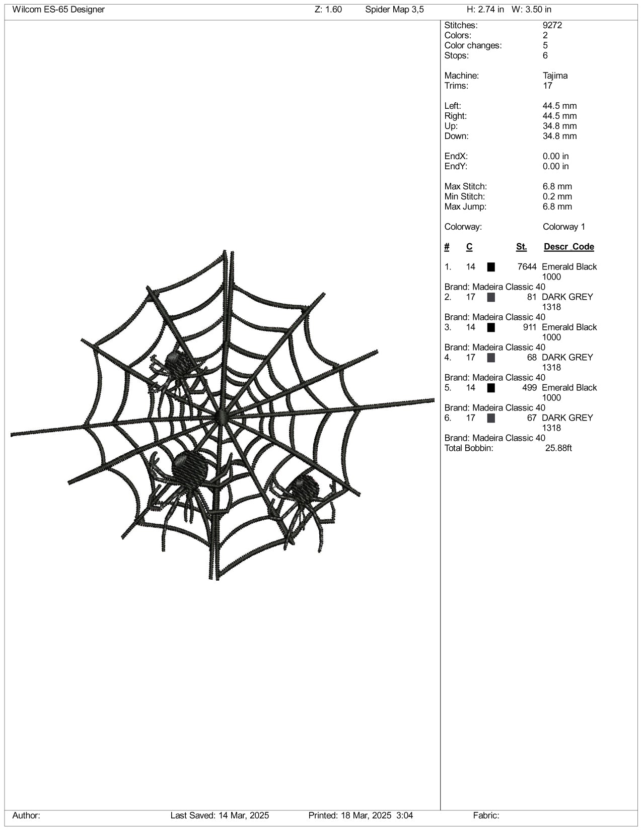Spider Web v2 Embroidery Design Files - 5 Size's