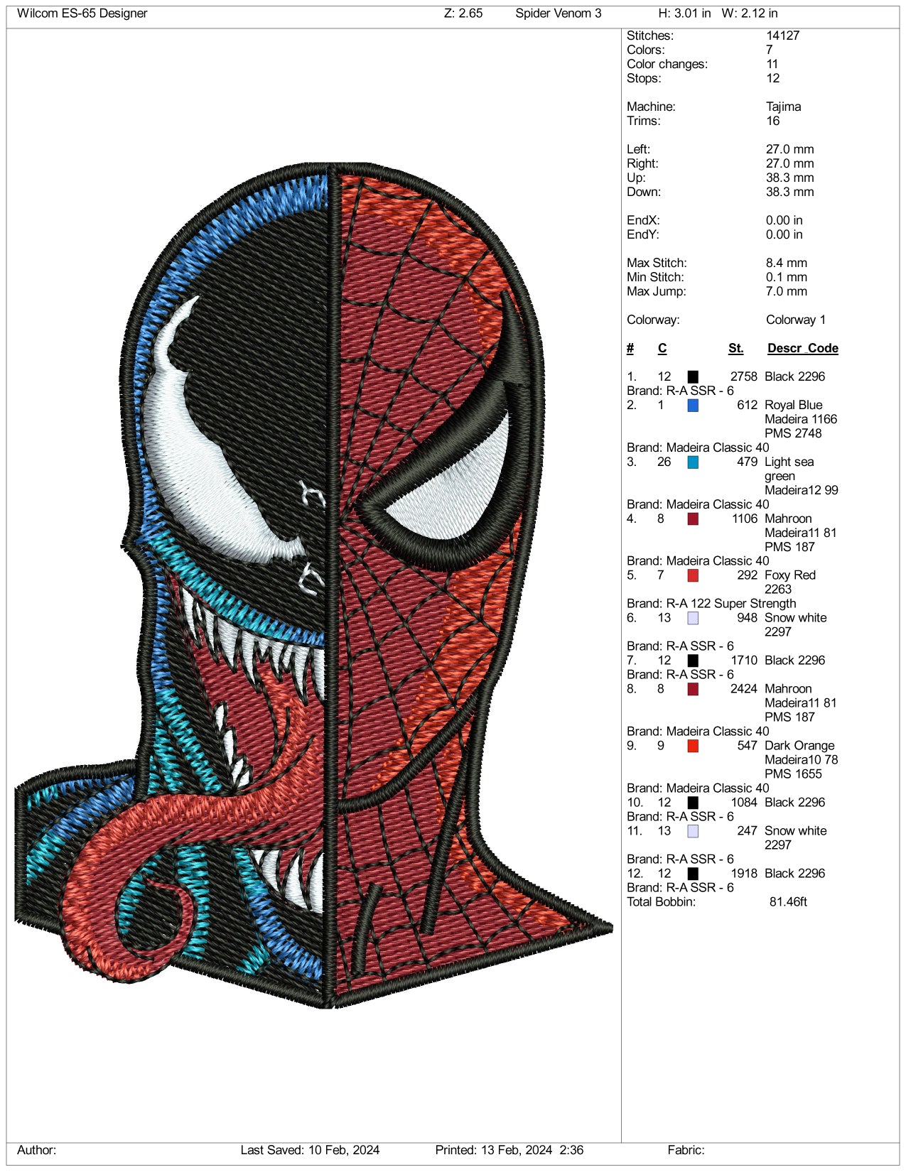 Archivos de diseño de bordado de veneno de araña - 3 tamaños