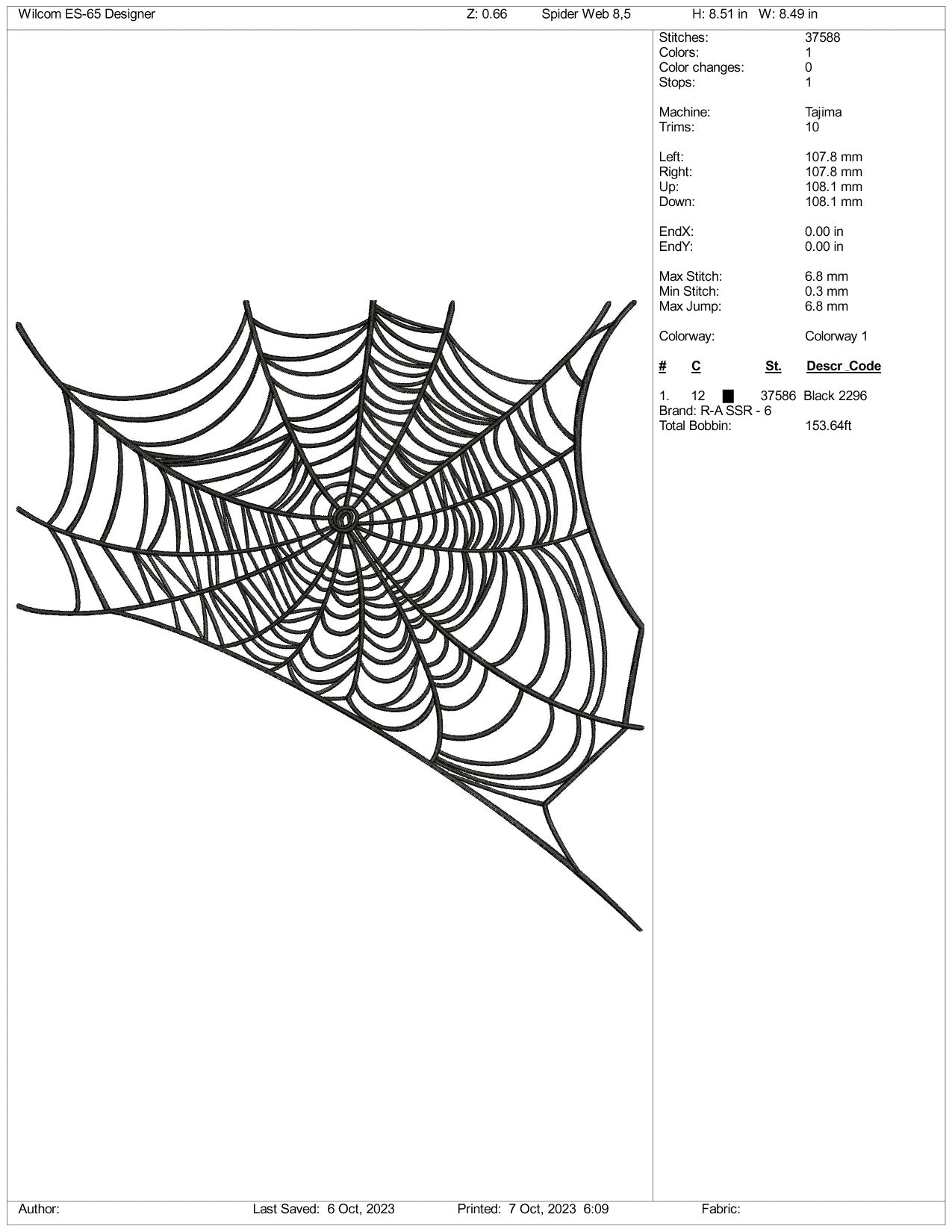 Spider Web Embroidery Design Files