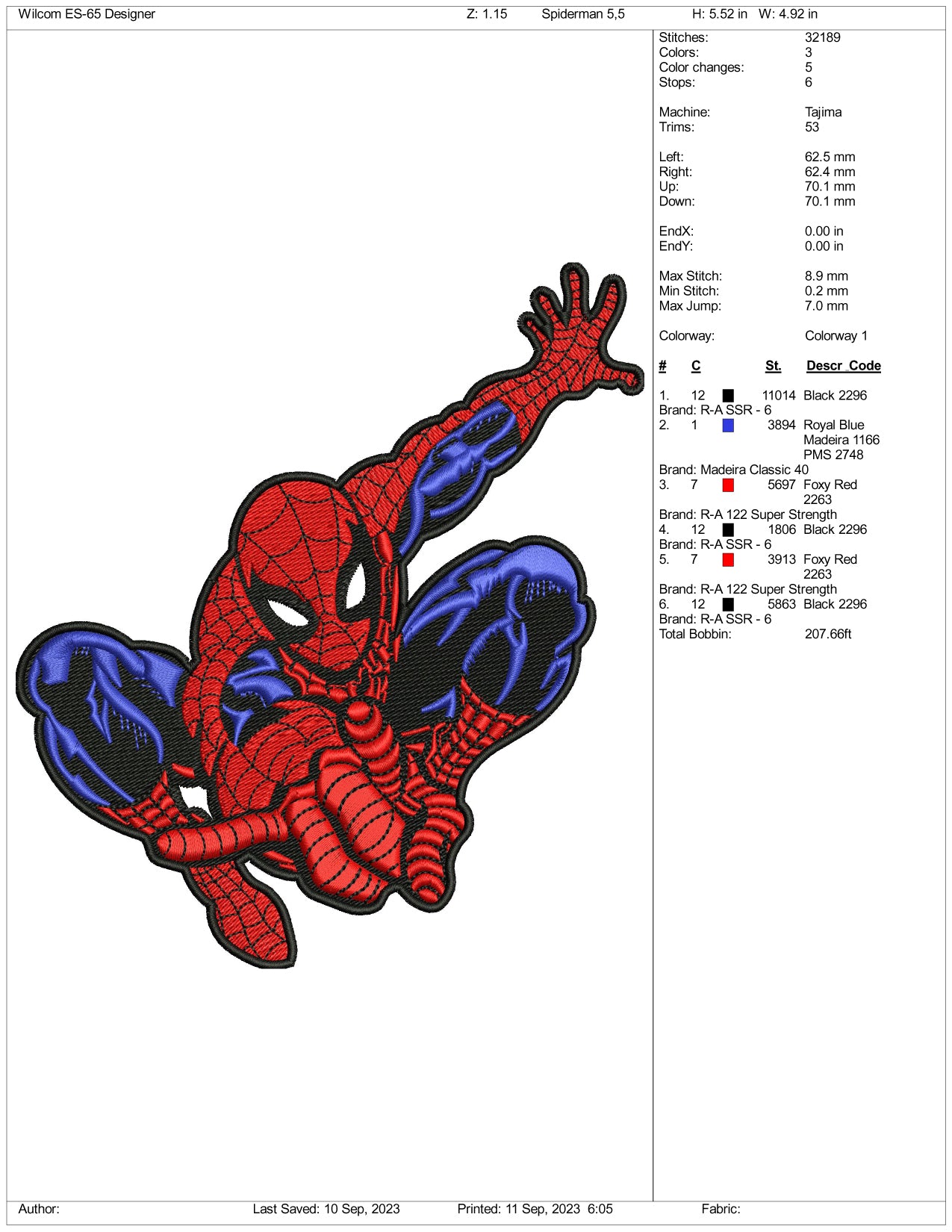 Archivos de diseño de bordado de Spider Man v3 - 3 tamaños