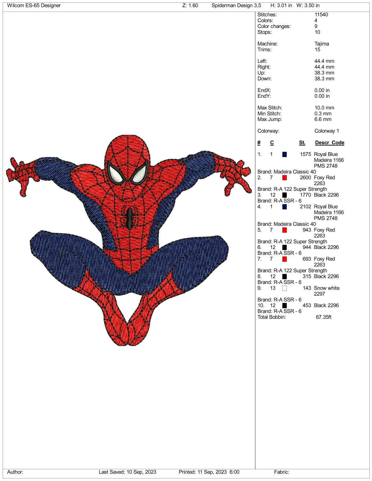 Spider Man Embroidery Design Files - 3 Size's