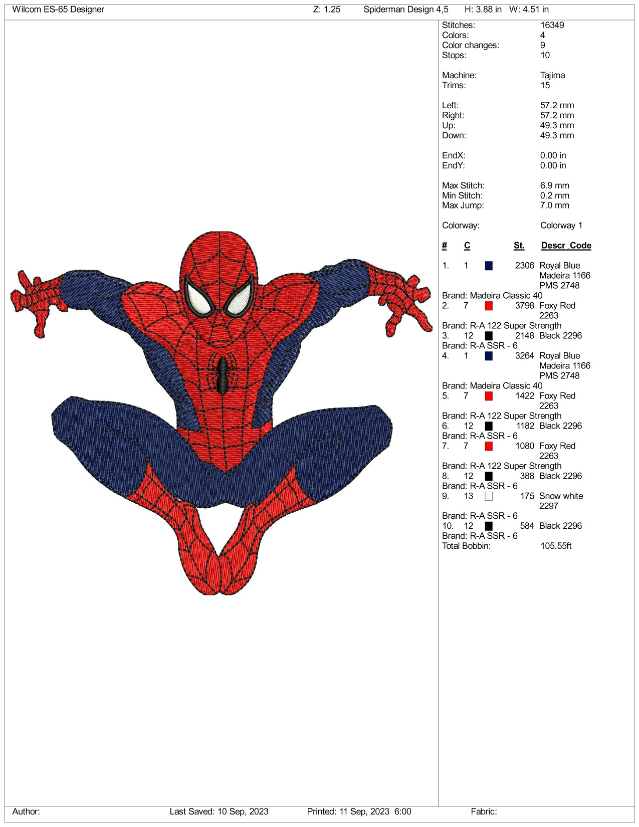 Spider Man Embroidery Design Files - 3 Size's