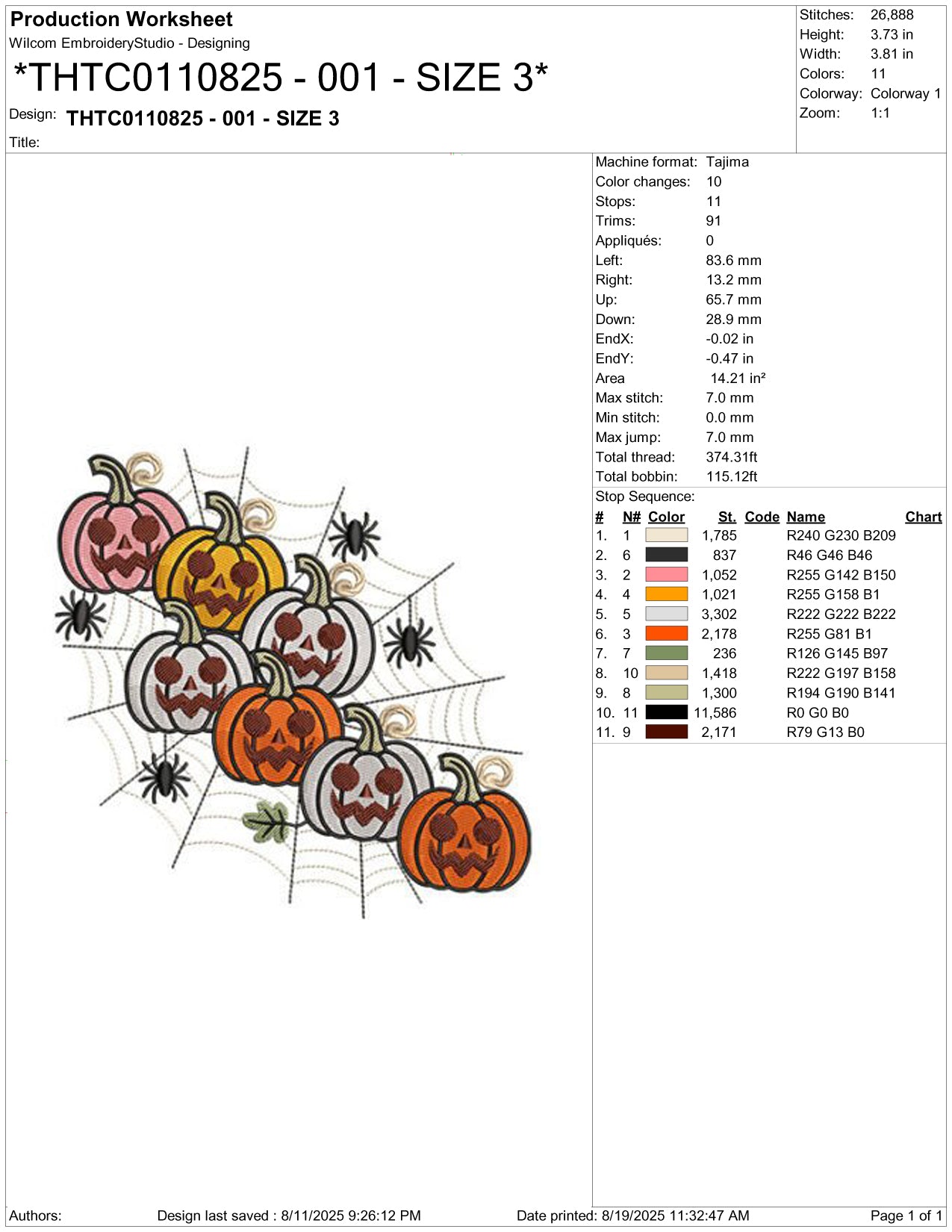 Spooky Pumpkin Family Embroidery Design Files - 5 Size's