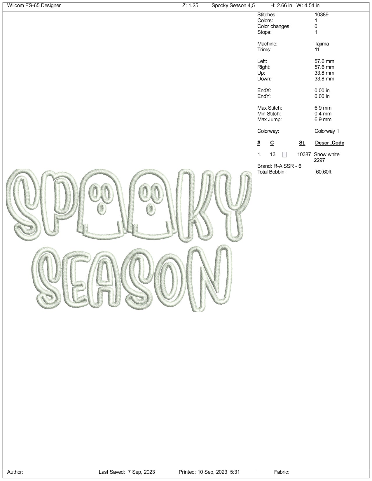 Archivos de diseño de bordado de temporada espeluznante: 3 tamaños