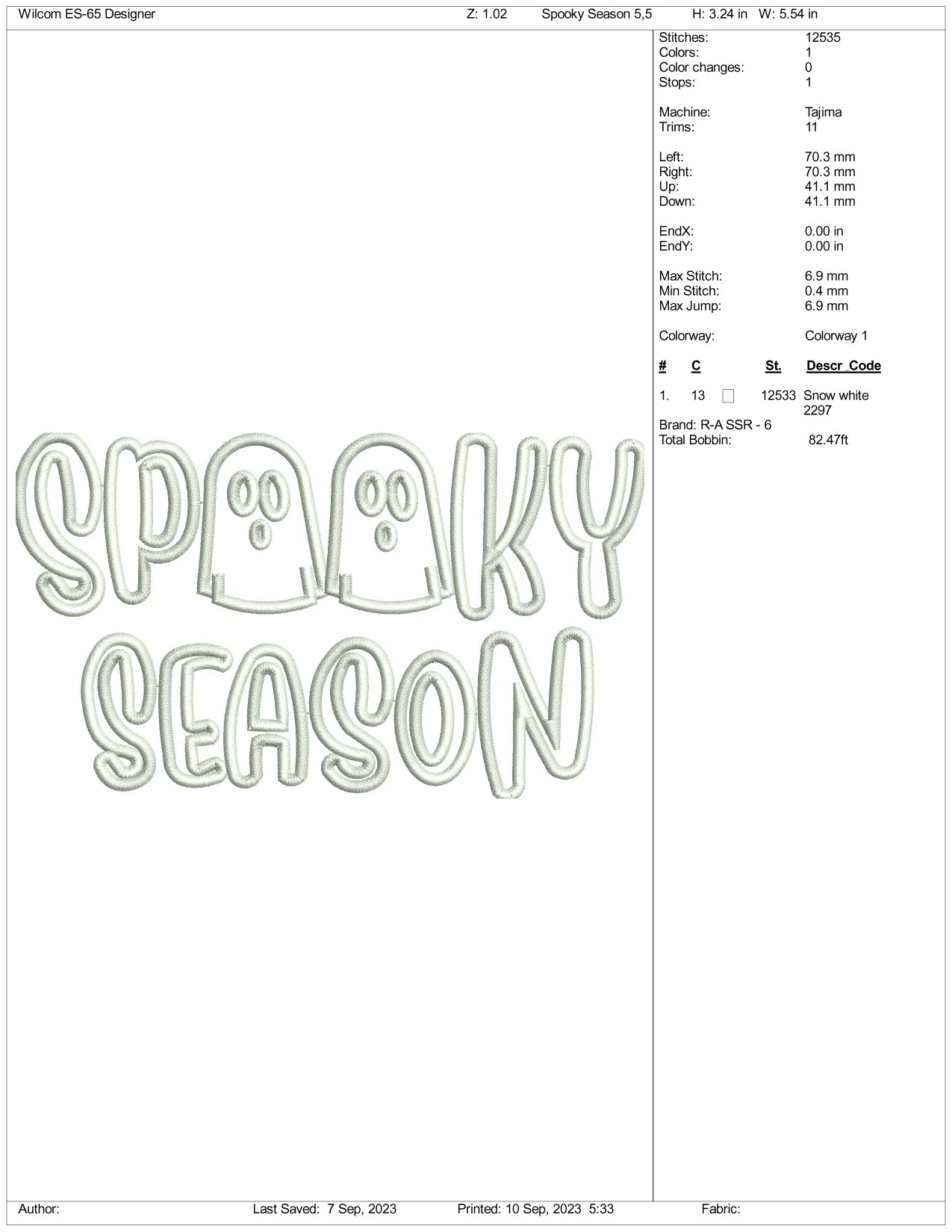 Archivos de diseño de bordado de temporada espeluznante: 3 tamaños