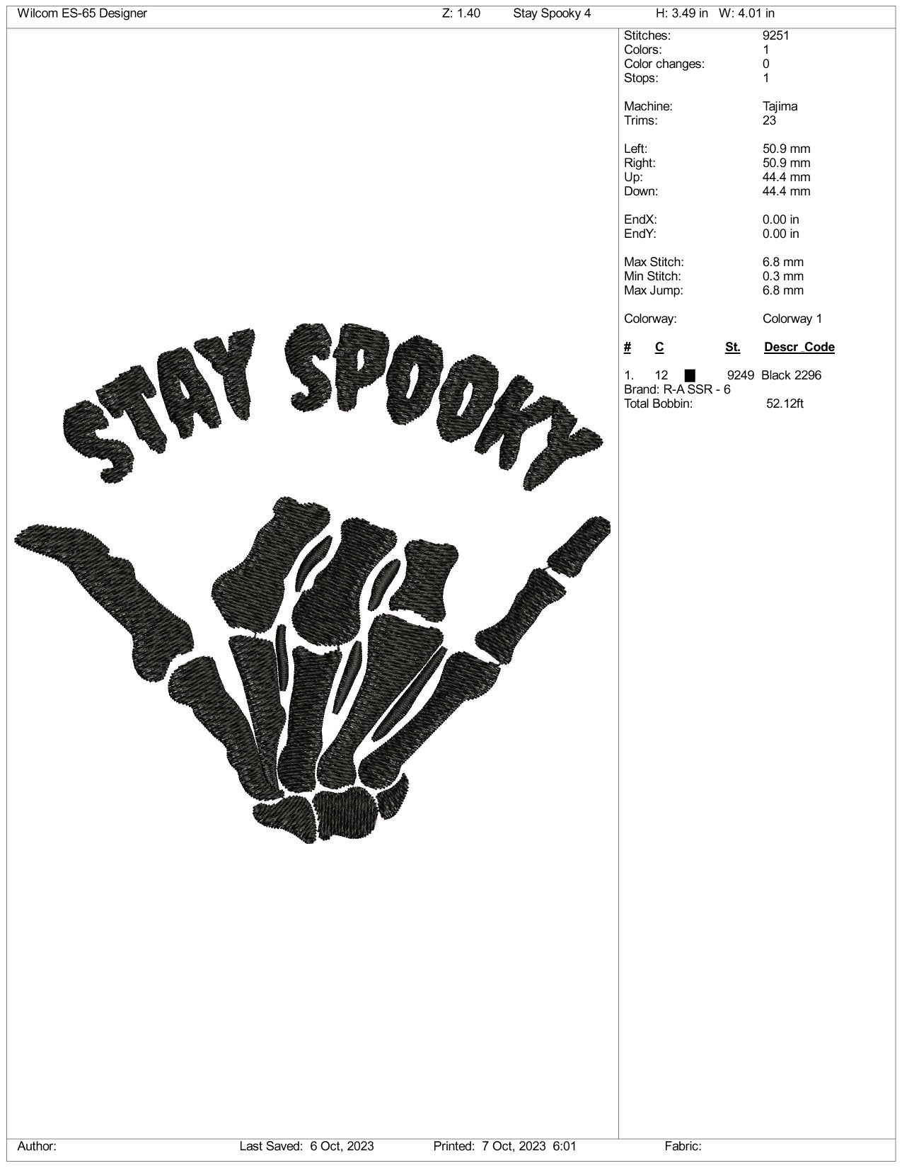 Stay Spooky Hand Embroidery Design Files