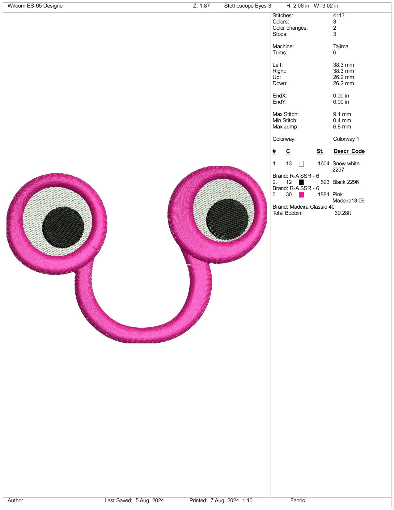 Wiggle Eyes Finger Embroidery Design Files - 4 Size's