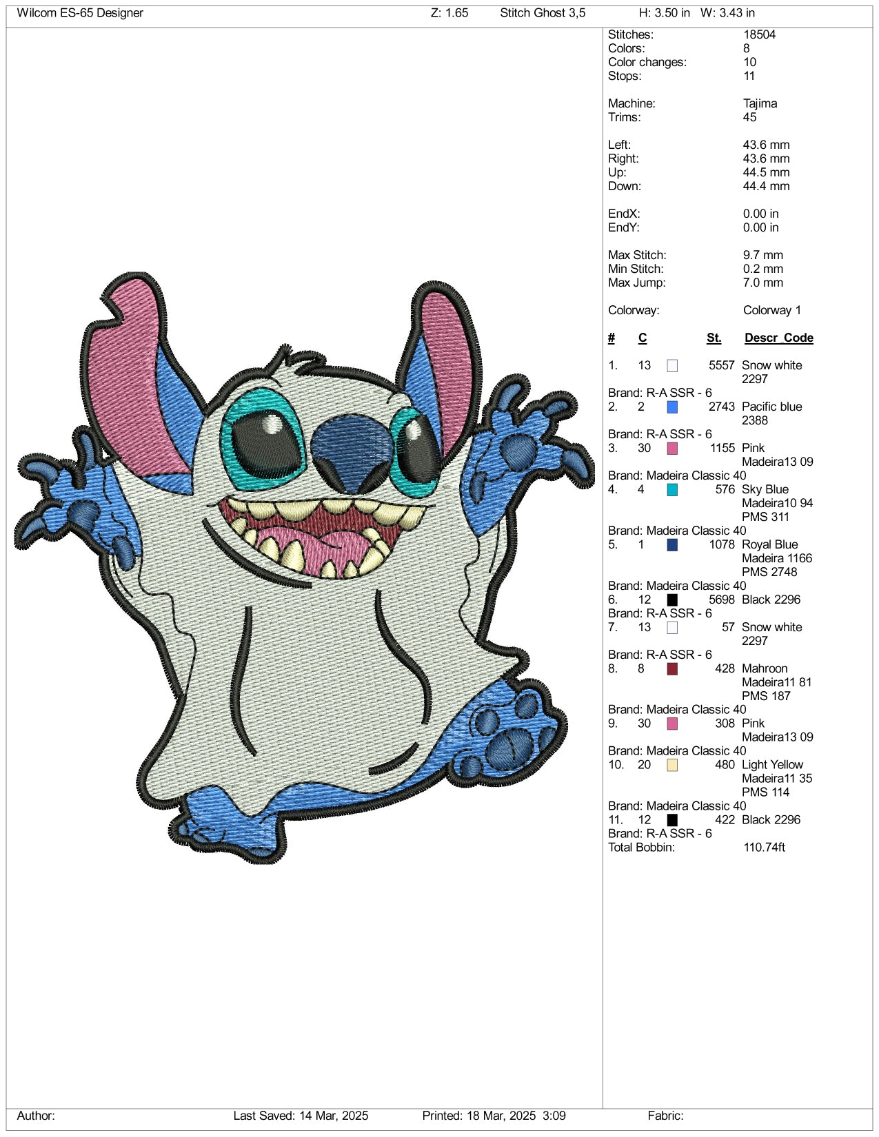 Stitch Ghost v5 Embroidery Files - 3 Size's