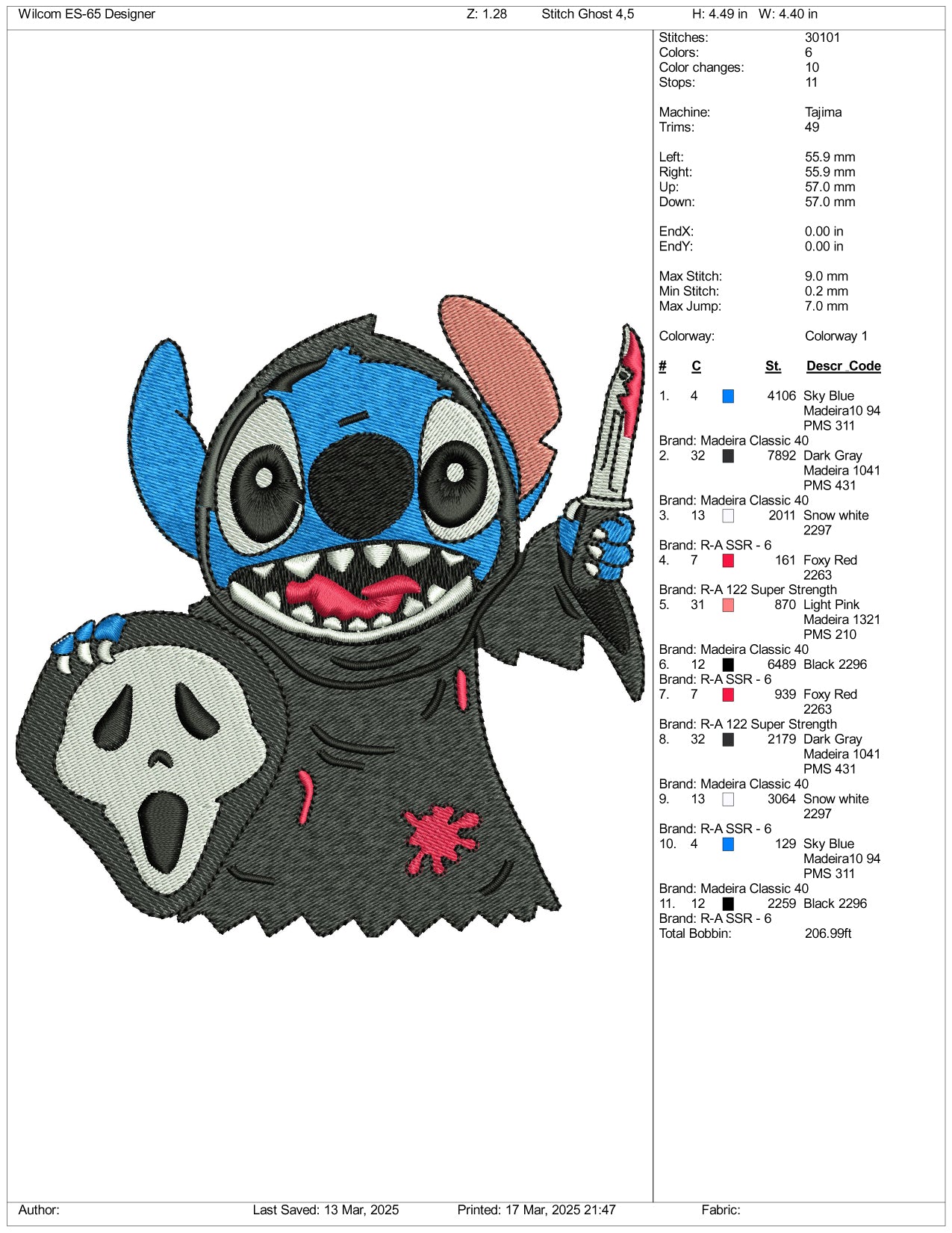 Archivos de bordado Stitch Ghost v3 - 3 tamaños